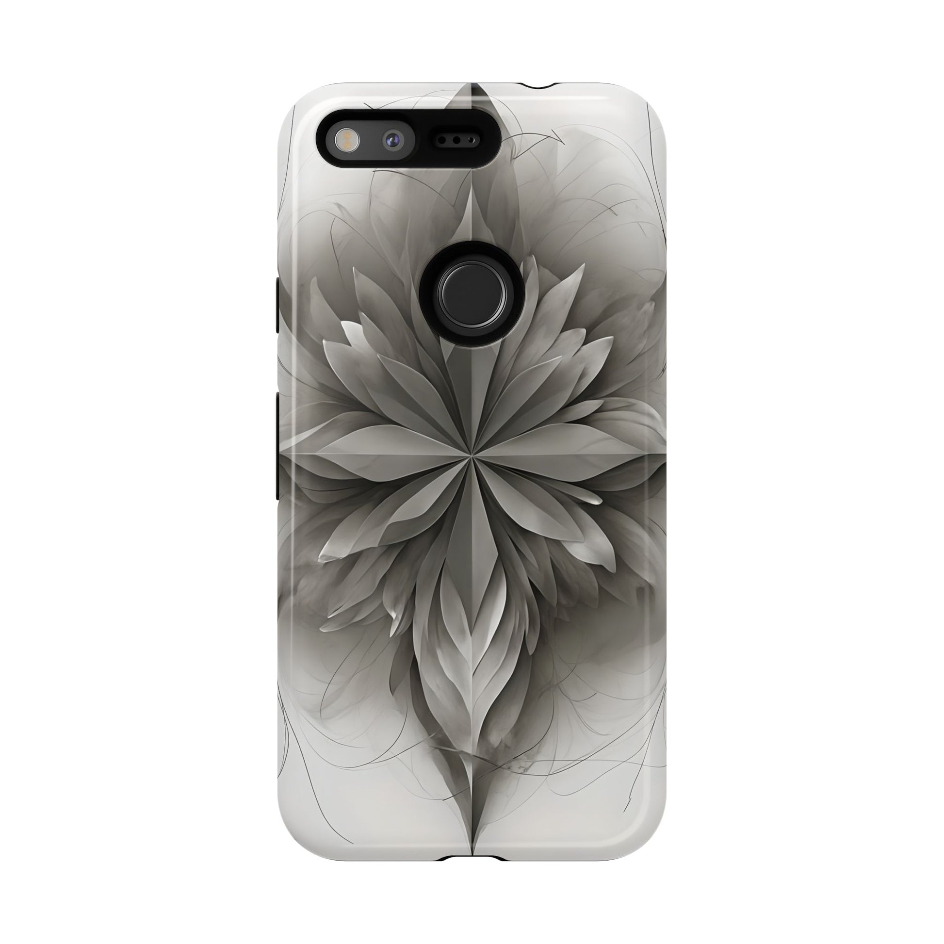 Silver Lotus - Elegant Monochrome Floral Google Pixel Tough Phone Case - Modern Lotus Design