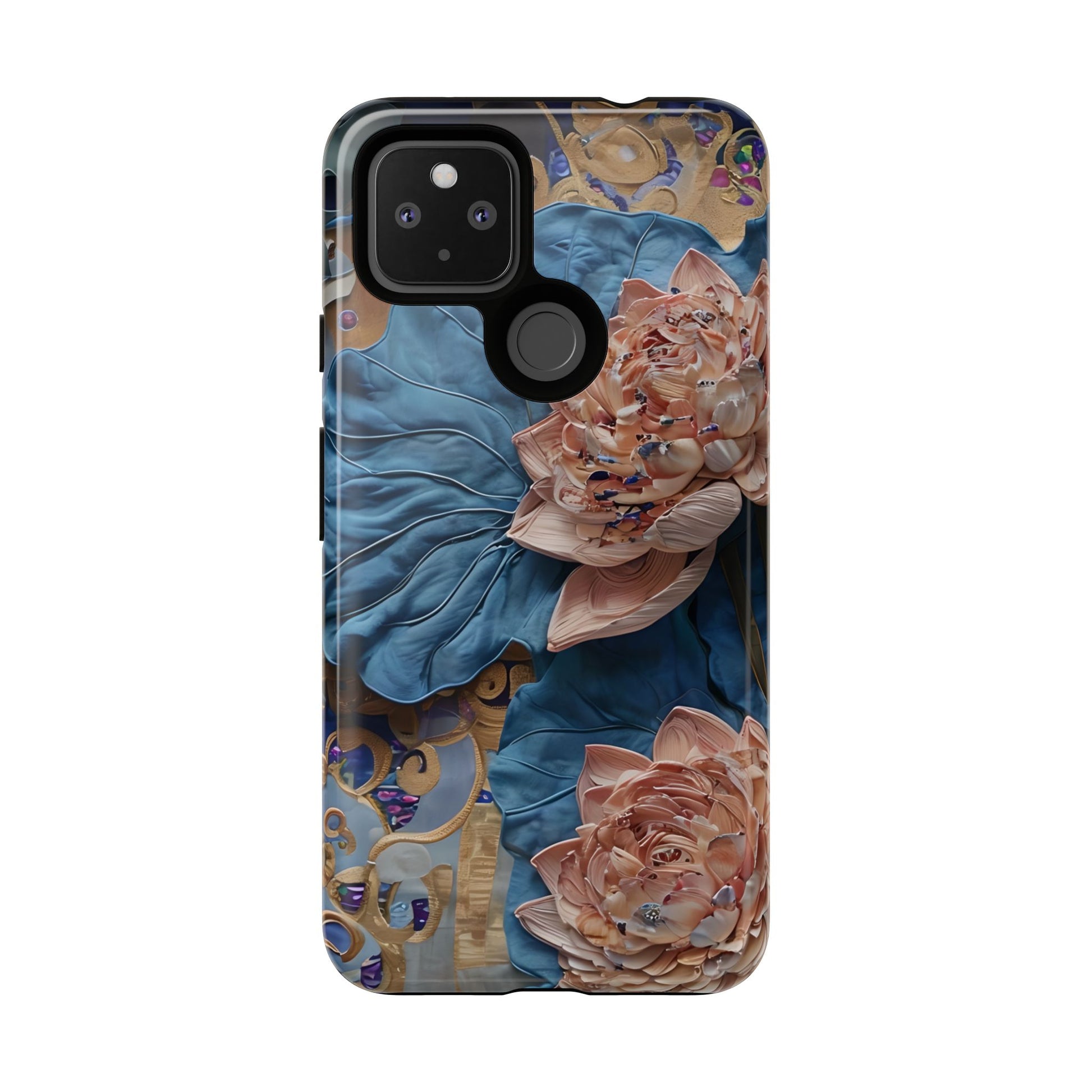 Peony Midnight Tapestry - Google Pixel 4a 5G - Elegant Blue & Blush Artful Phone Cover