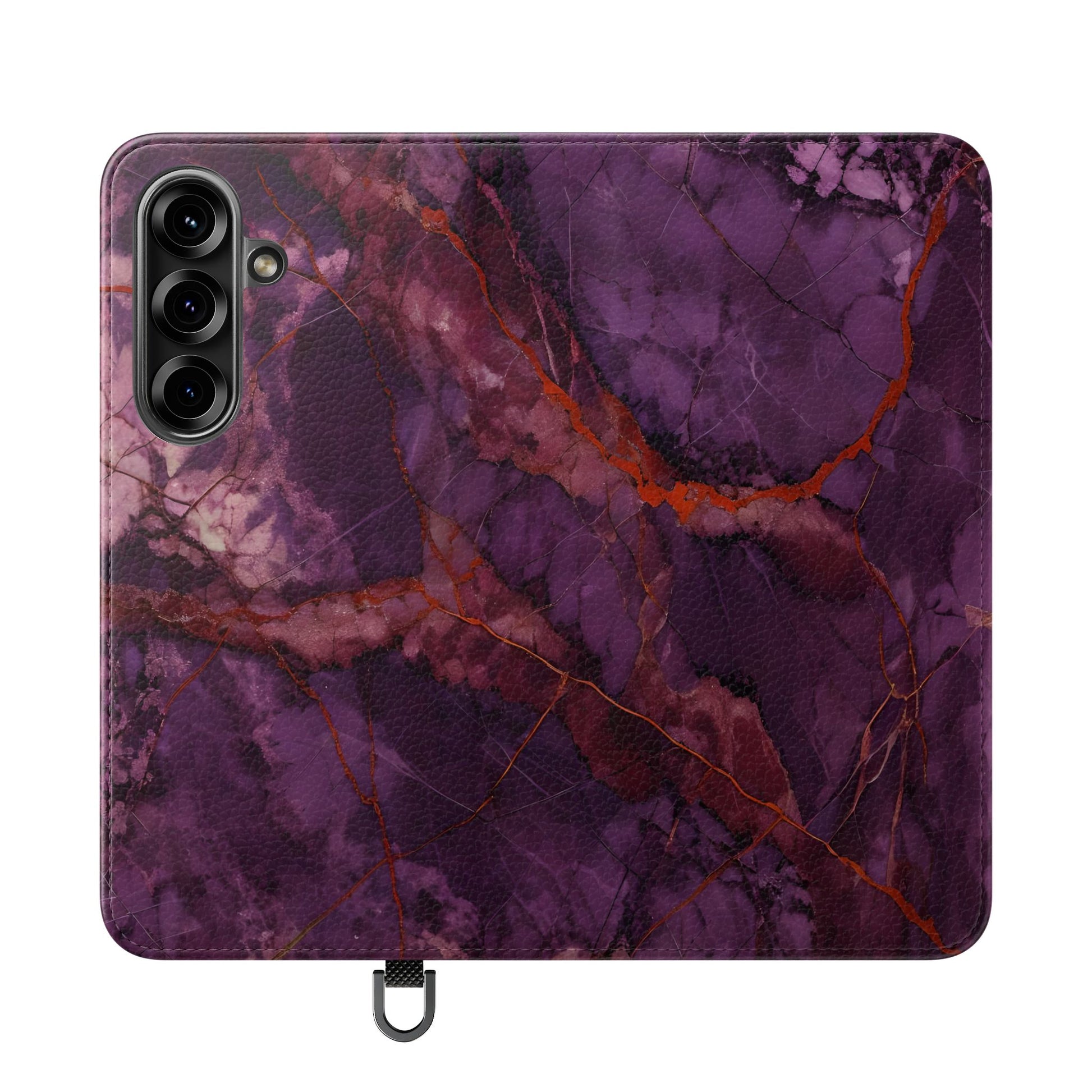 Amethyst Current Wallet Phone Case - Elegant Purple Marble Flip Cover for Samsung Galaxy S25