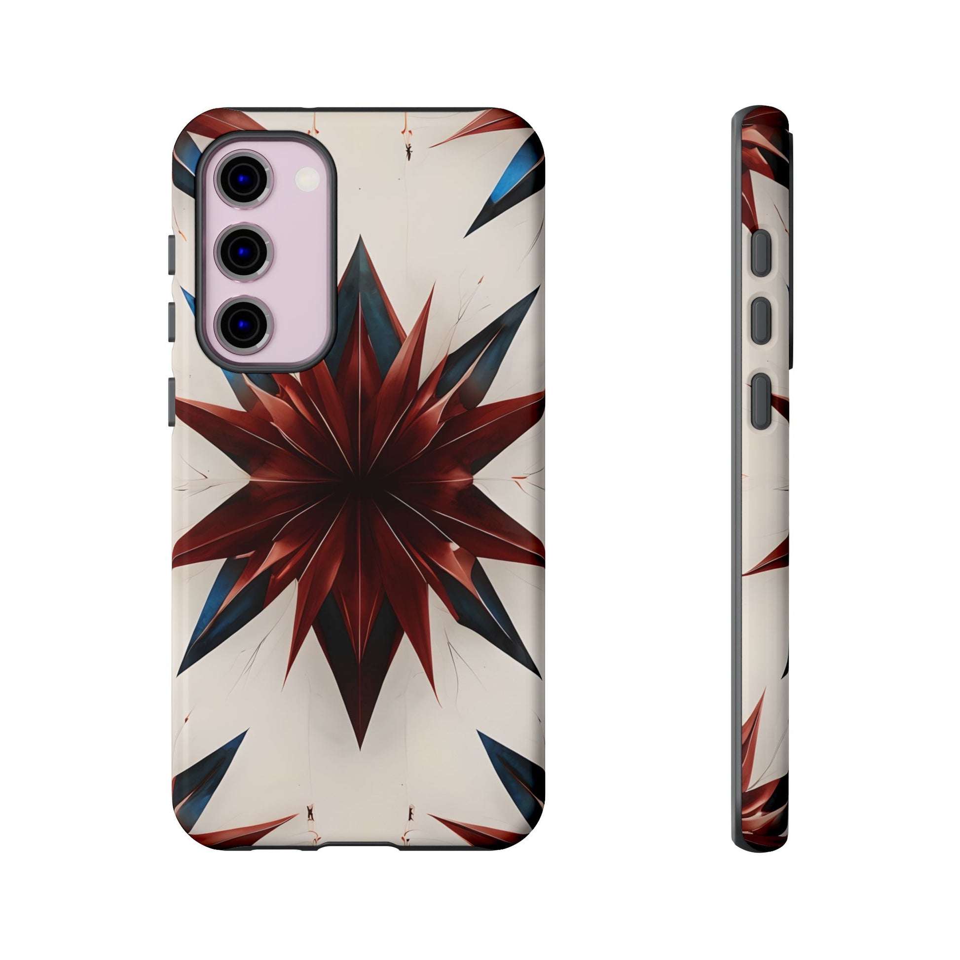 Garnet Starburst - Kaleidoscope Collection Gemstone Floral - Samsung Galaxy S23 Plus Tough Phone Case - Floral Burst Design
