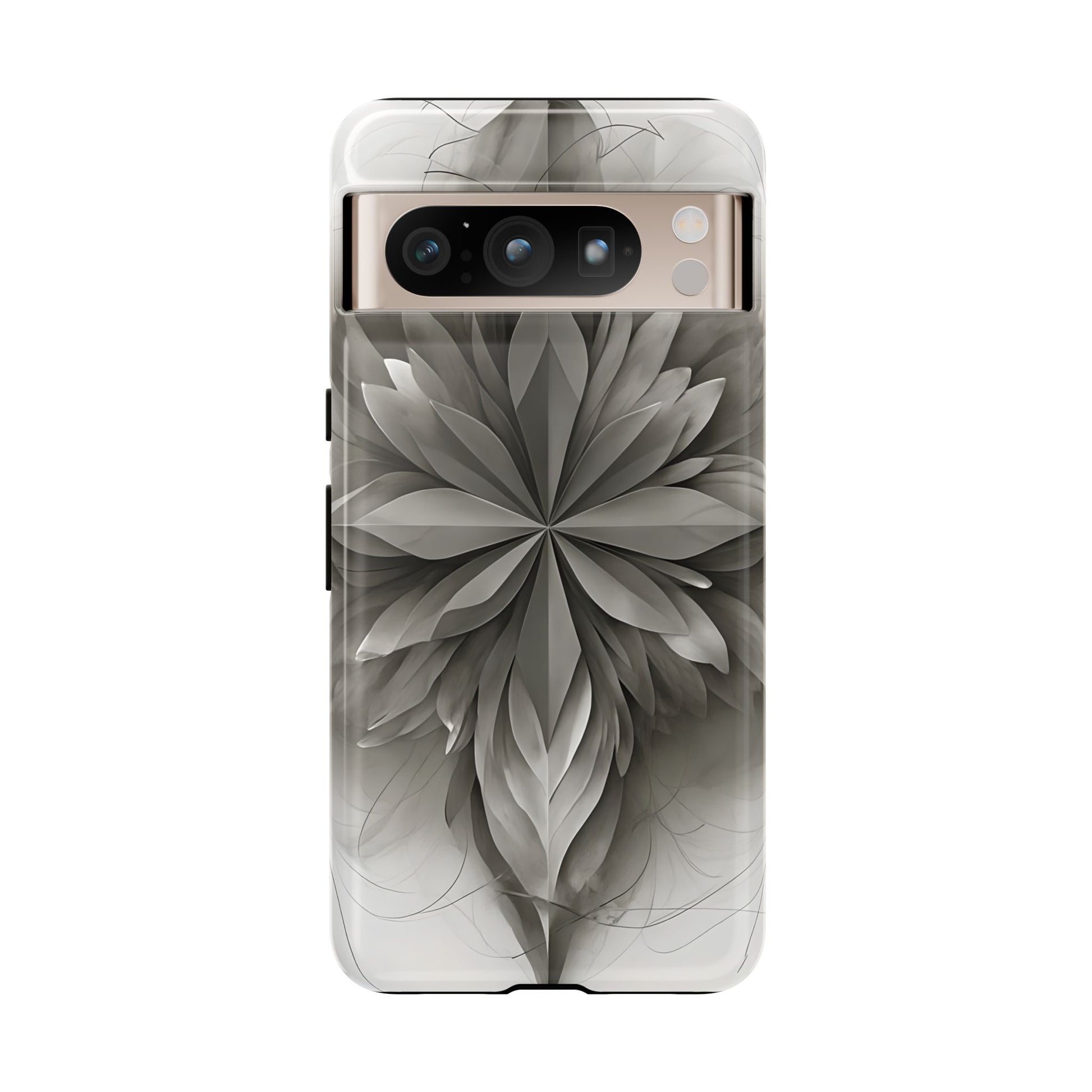 Silver Lotus - Elegant Monochrome Floral Google Pixel 8 Pro Tough Phone Case - Modern Lotus Design