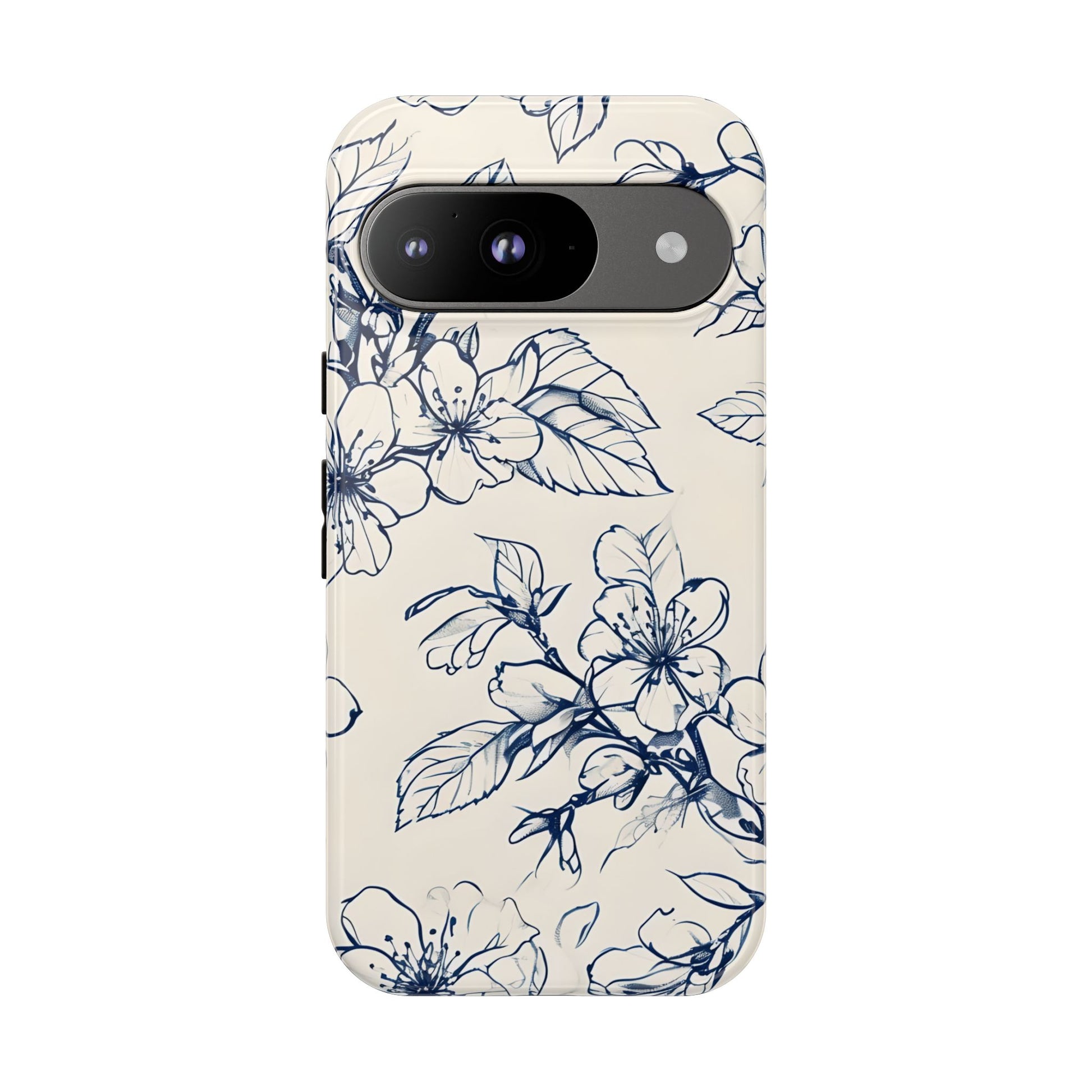 Blossom Sketch - Artistic Blue Floral Google Pixel 9 - Tough Phone Case - Hand-Drawn Botanical Design