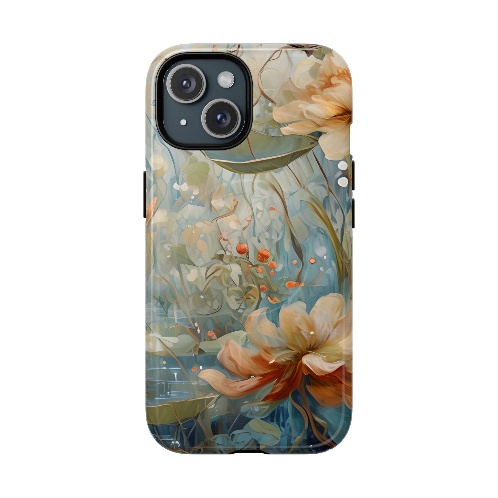 Waterlily Dreamscape - Artistic Floral iPhone 15 MagSafe Phone Case -Waterlily & Lotus Design