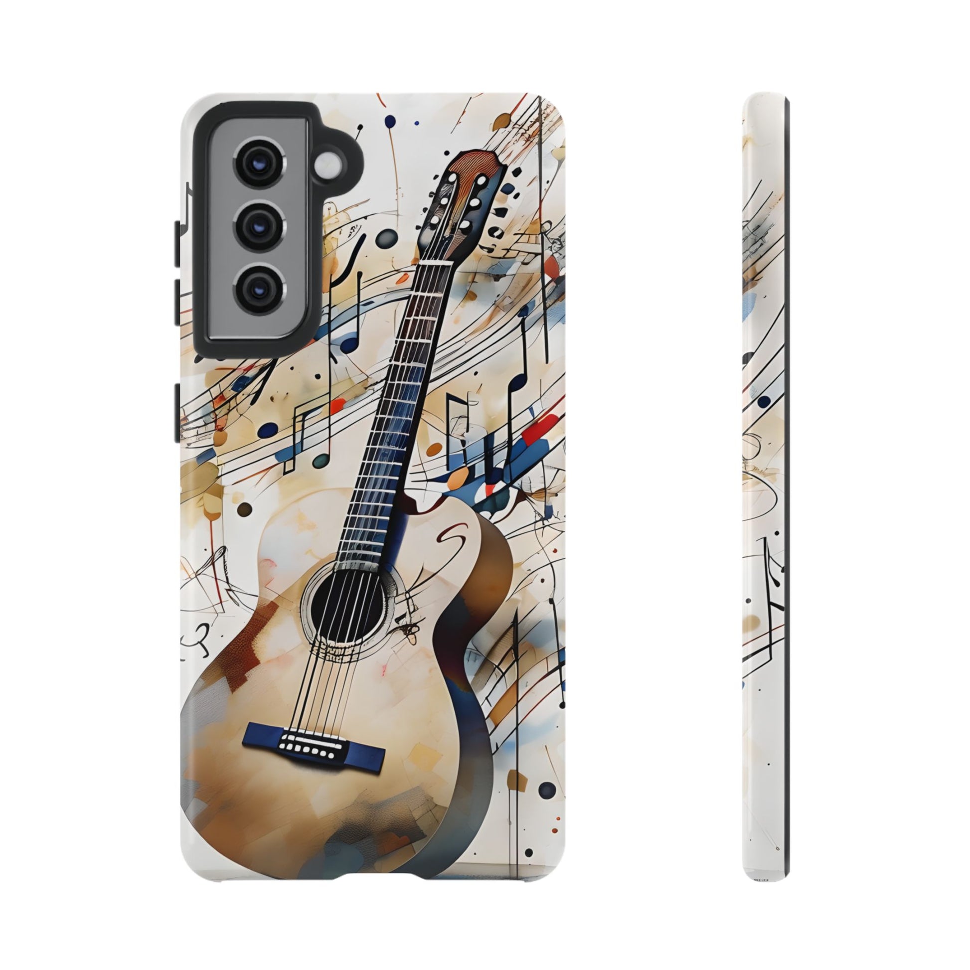 Strum and Flow Acoustic Guitar Art Tough Case for Samsung Galaxy S21 - Shockproof Phone Cover