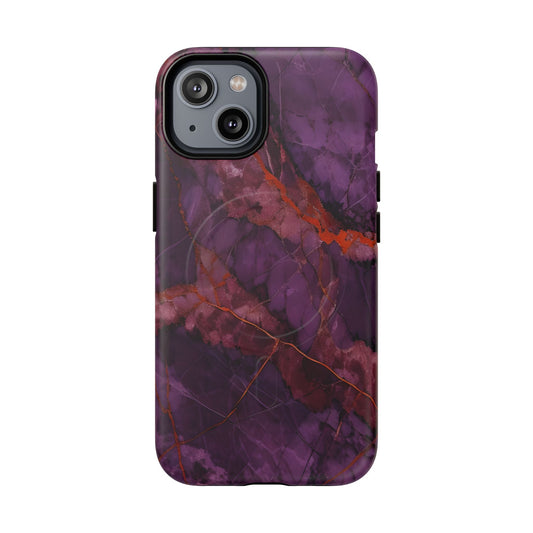 Amethyst Current - Kaleidoscope Collection Artistic Floral Burst - iPhone MagSafe Phone Case - Bold Purple Symmetrical Design