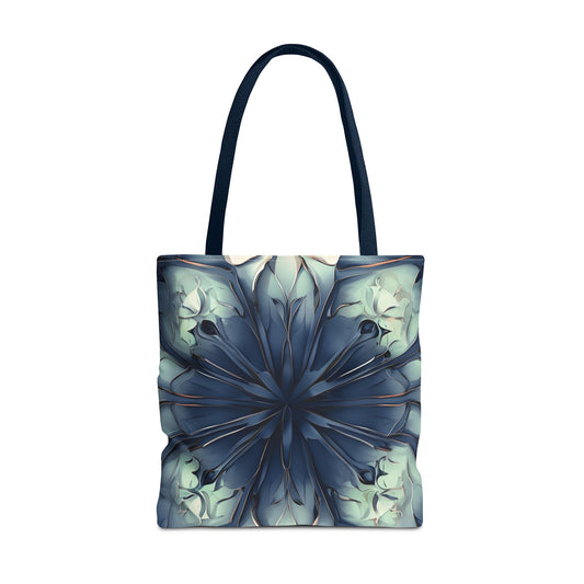 Indigo Mosaic Tote (16x16 & 18x18)- Abstract Floral in Deep Blue, Reusable & Eco-Friendly
