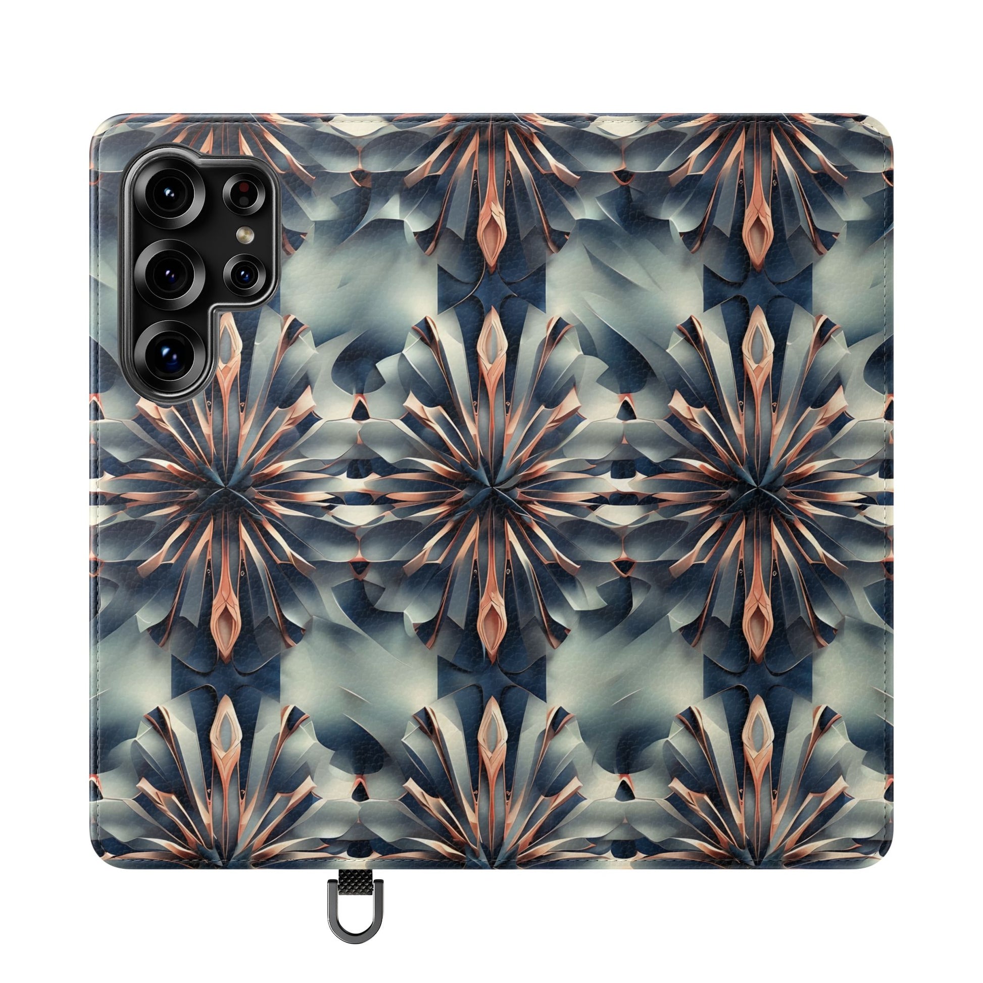 Obsidian Kaleidoscope Samsung Galaxy S25 Ultra Wallet Case - Elegant Abstract Flip Cover with Card Slots