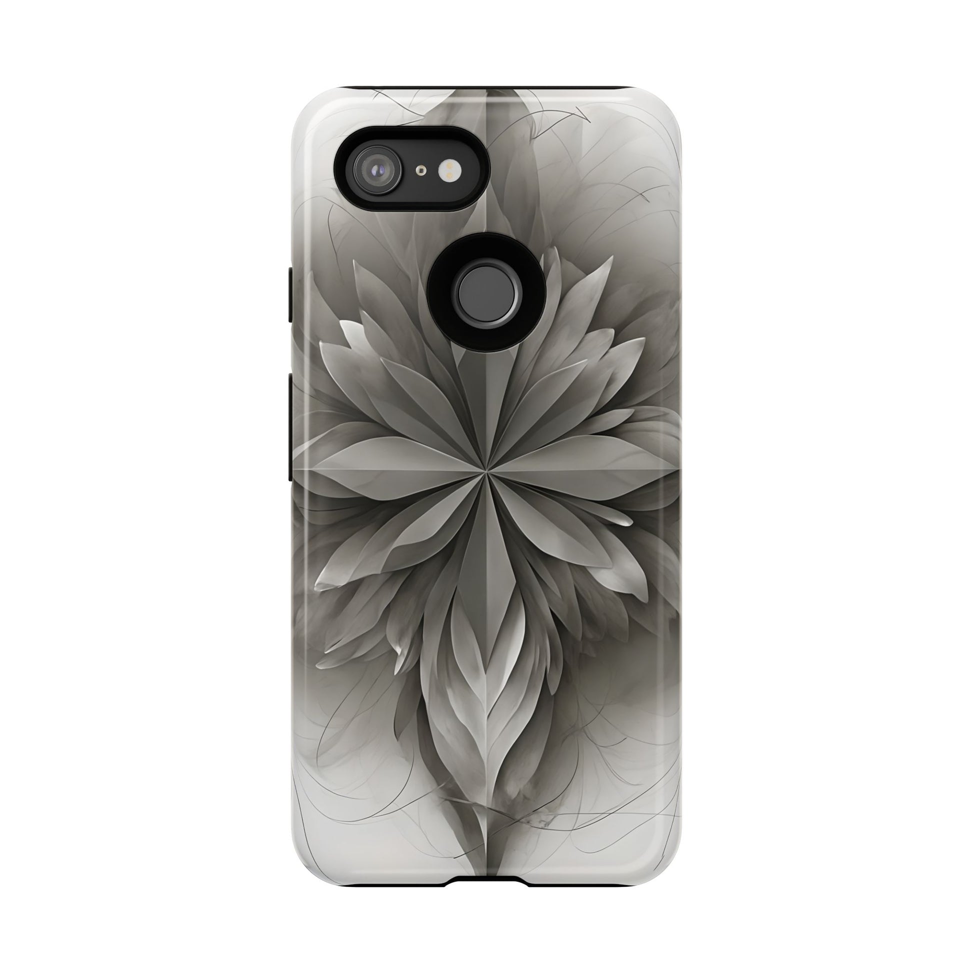 Silver Lotus - Elegant Monochrome Floral Google Pixel 3 Tough Phone Case - Modern Lotus Design