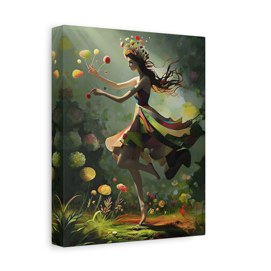 Dancing Wildflower Muse - Whimsical Vertical Wall Art with Playful Botanicals