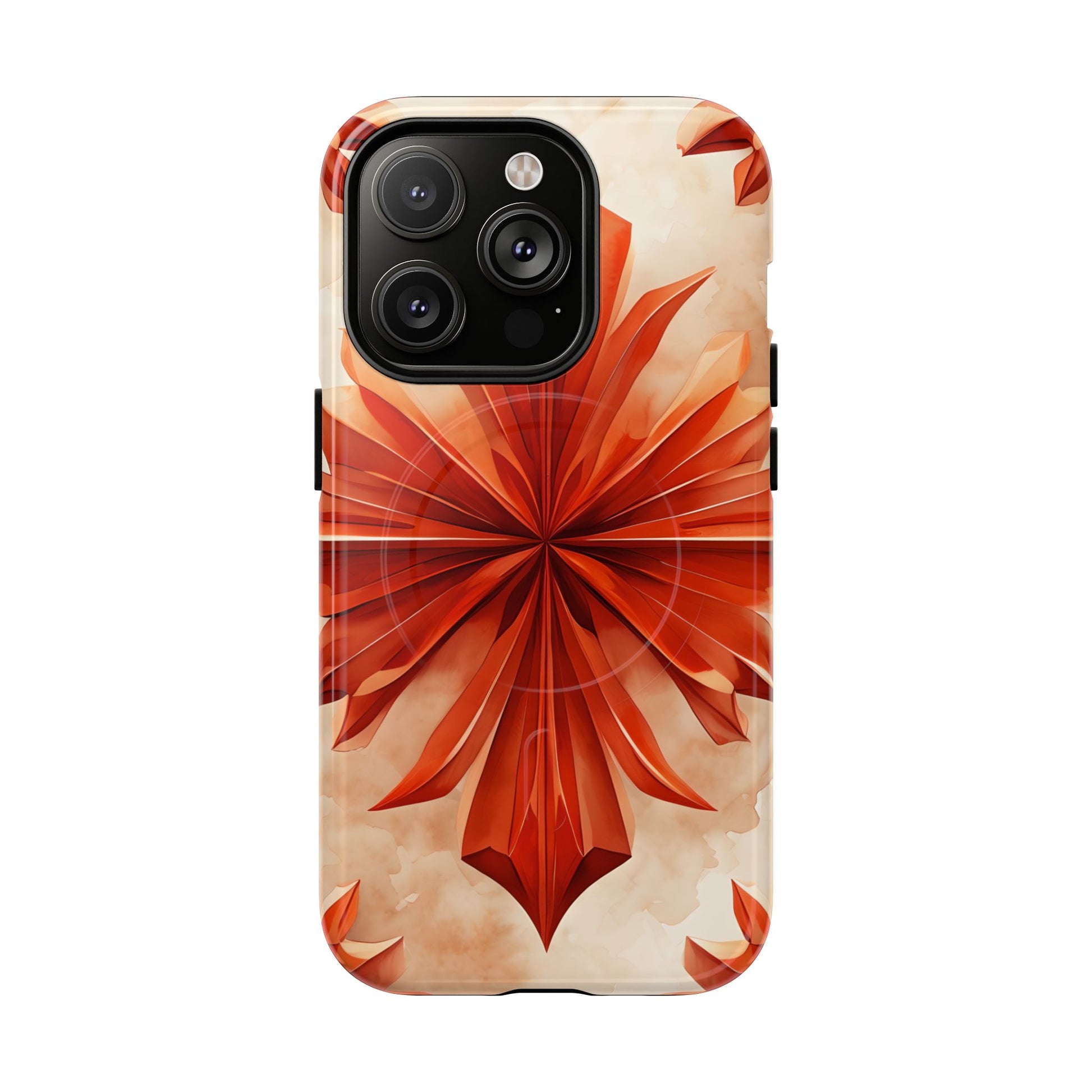 Sunset Fleur iPhone 14 Pro - Kaleidoscope Collection of MagSafe Compatible - Vibrant Sunset Flower Design