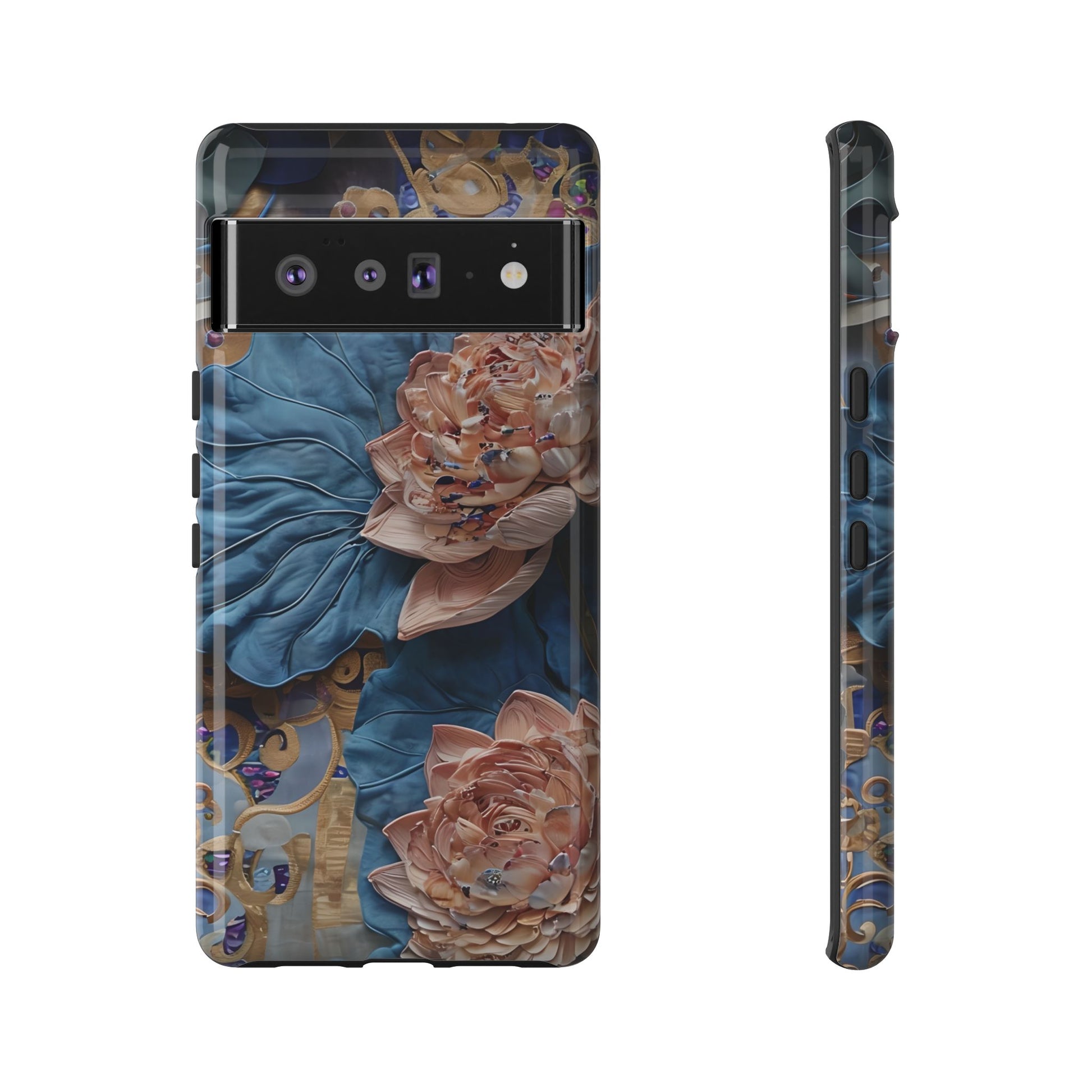 Peony Midnight Tapestry - Google Pixel 6 Pro - Elegant Blue & Blush Artful Phone Cover