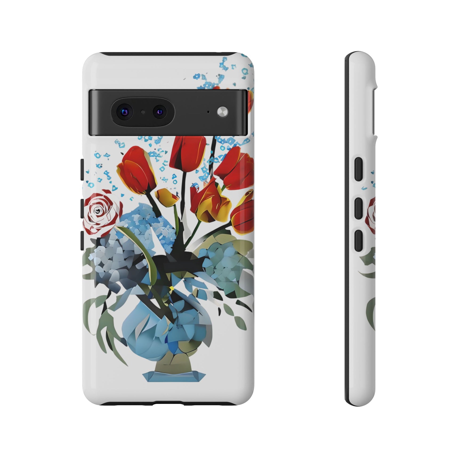 Bouquet Brilliance - Artistic Floral Google Pixel 7 Tough Phone Case - Vibrant Tulip, Rose & Hydrangea Design