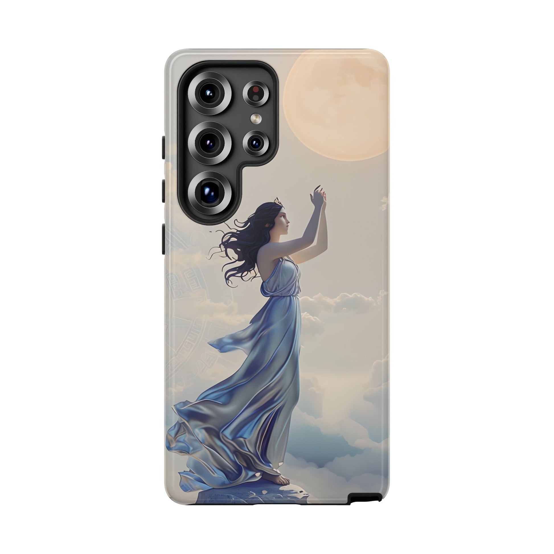 Moonlit Ascend - Ethereal Celestial Art Samsung Galaxy S25 Ultra Tough Phone Case - Dreamy Night Sky & Floating Woman Design