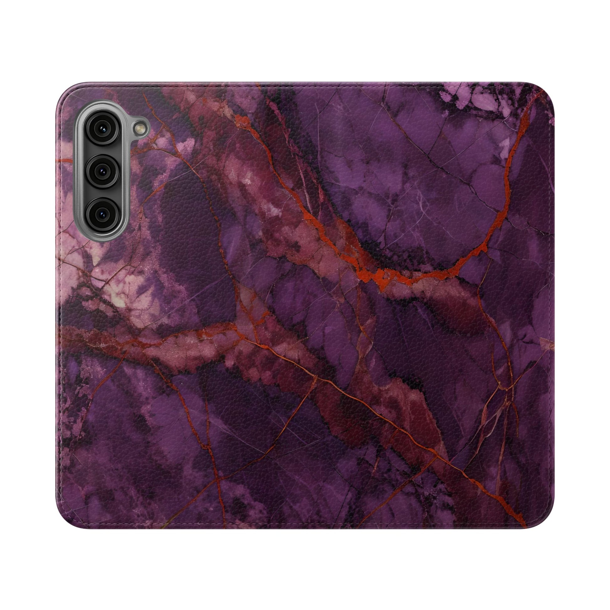 Amethyst Current Wallet Phone Case - Elegant Purple Marble Flip Cover for Samsung Galaxy S23 Plus