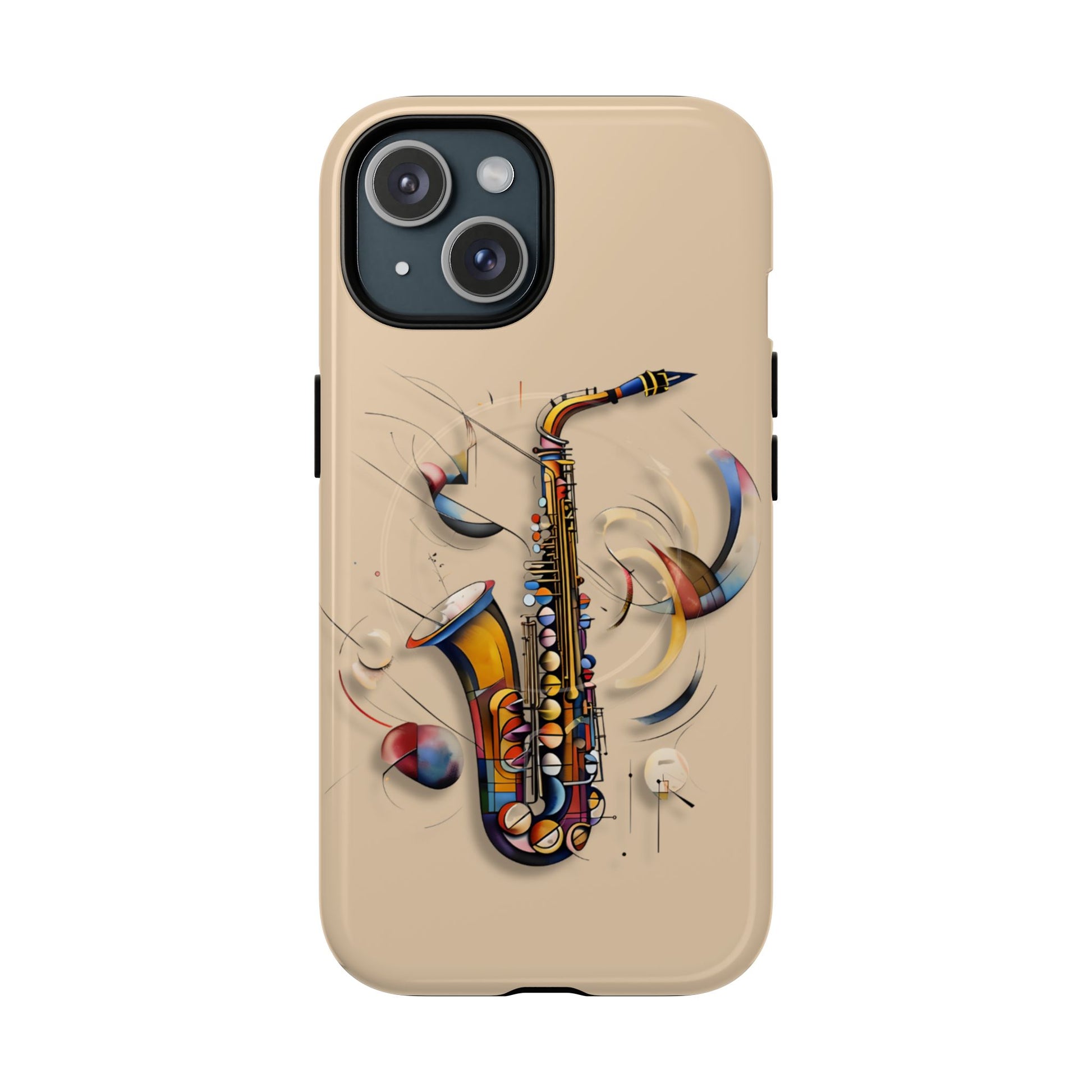 Brass Rhapsody Artistic Saxophone Music iPhone 15 MagSafe Case