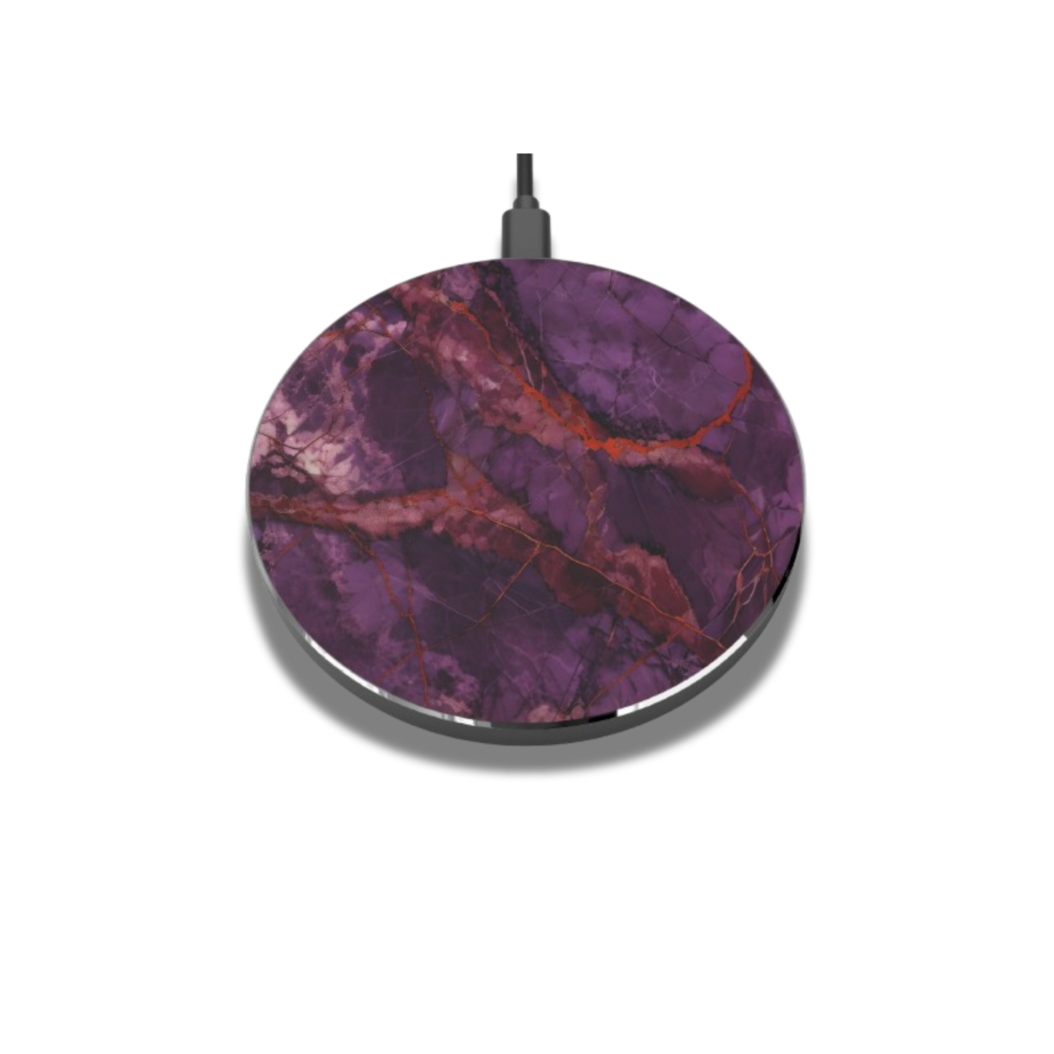 Amethyst Current QI wireless charger - deep purple and red marble design