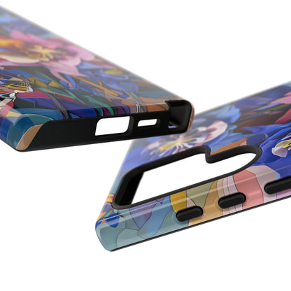 Blue Columbine Carnivale - Artistic Floral & Butterfly Samsung Ultra Tough Phone Case - Vibrant Botanical Design