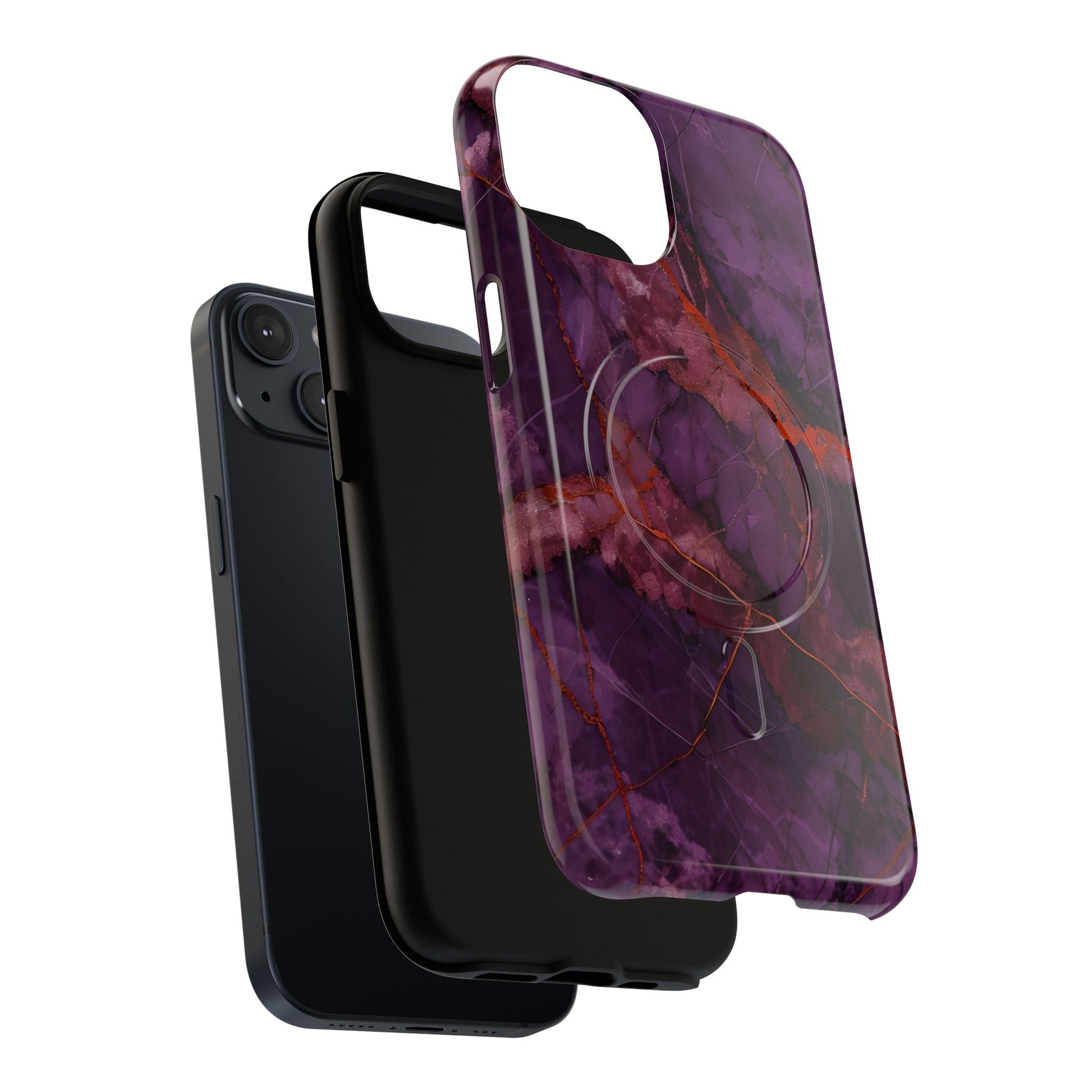 Amethyst Current - Kaleidoscope Collection Artistic Floral Burst - iPhone 14 MagSafe Phone Case - Bold Purple Symmetrical Design