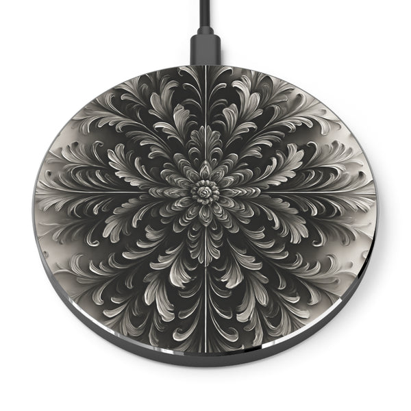 Obsidian Bloom Qi Wireless Charger - 10W Fast Charging Pad - MagSafe Compatible Designer Phone Charger