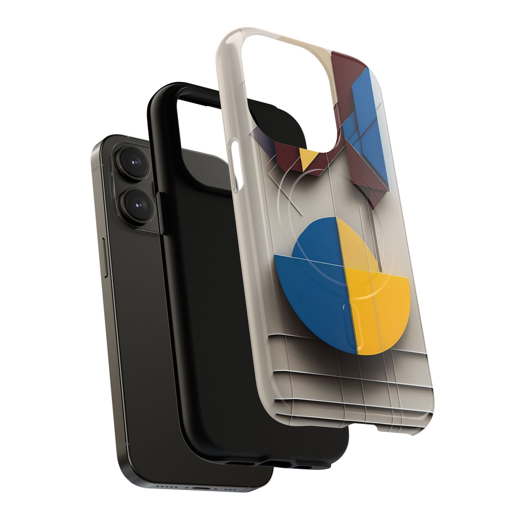 Chromatic Construct iPhone 14 Pro MagSafe Phone Case -Modern Geometrical Design, Primary Colors
