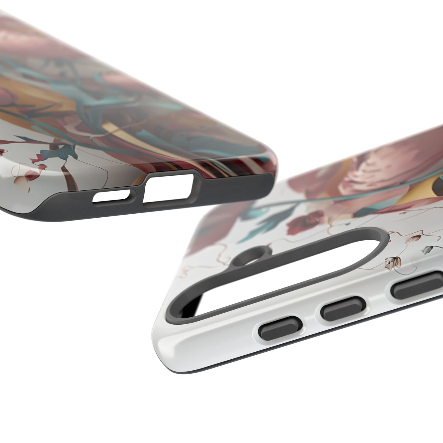 Blushing Peony Veil - Elegant Painterly Floral Samsung Galaxy Tough Phone Case - Soft Blush & Teal Peony Design