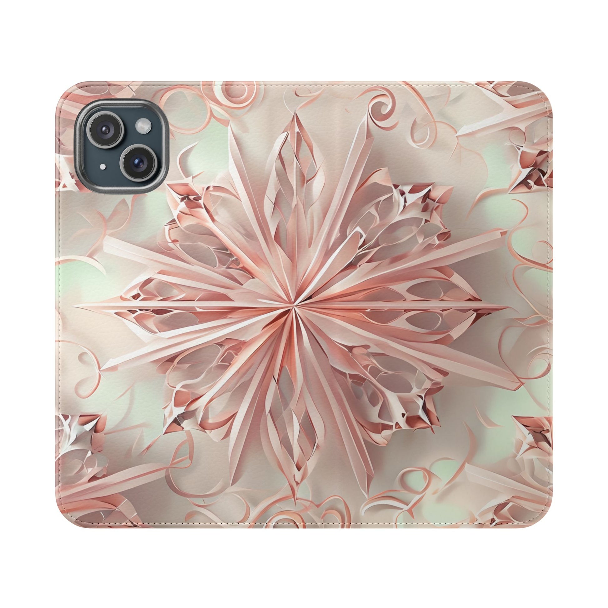 Blush Frost - Abstract Wallet Phone Case for iPhone 15 Plus