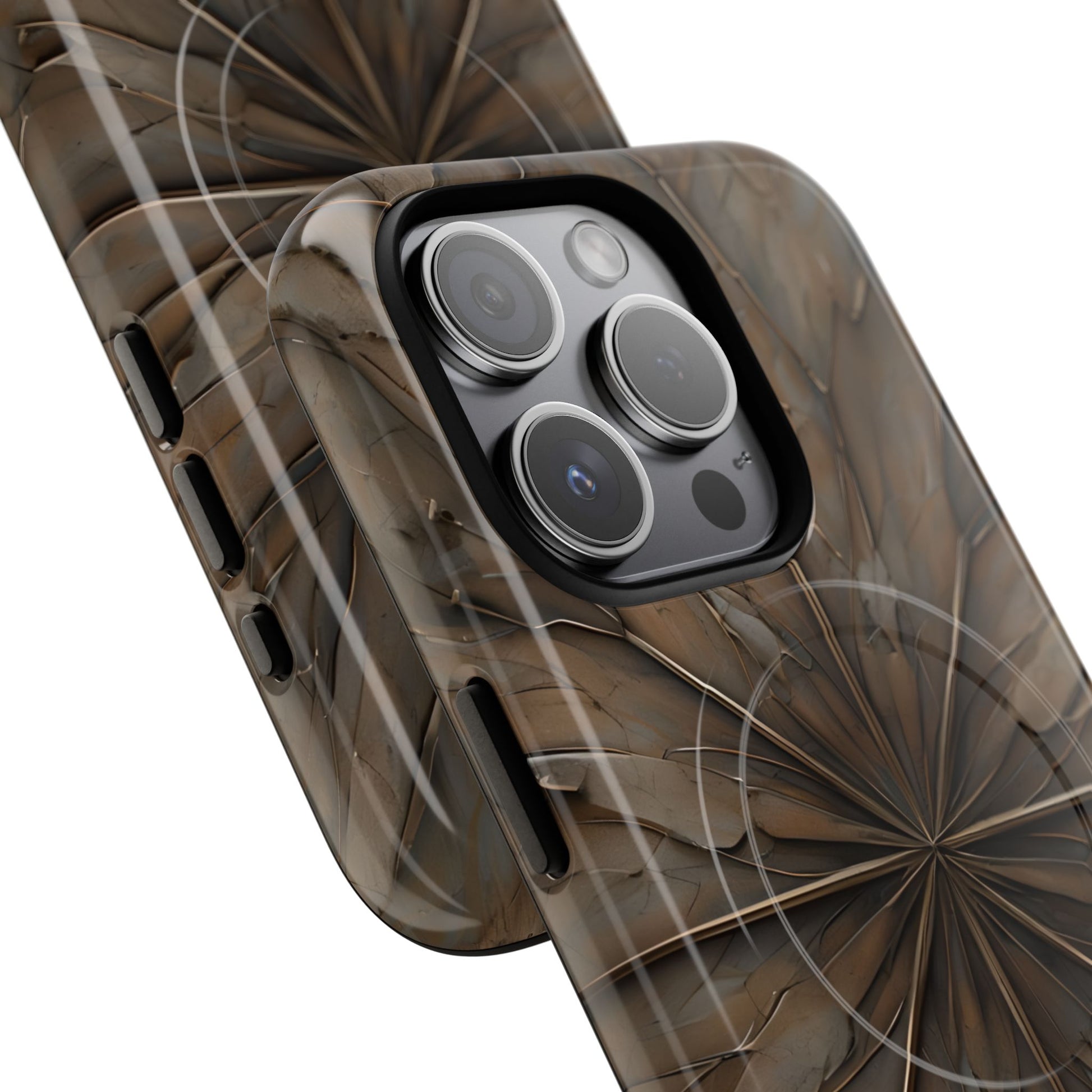Earthstone Mandala - Kaleidoscope Collection Artistic Taupe Burst - iPhone 15 Pro MagSafe Phone Case