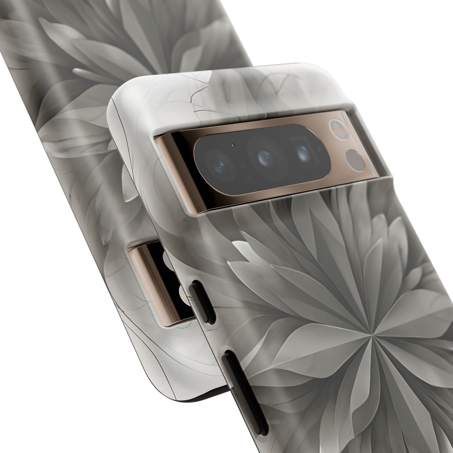 Silver Lotus - Elegant Monochrome Floral Google Pixel Tough Phone Case - Modern Lotus Design