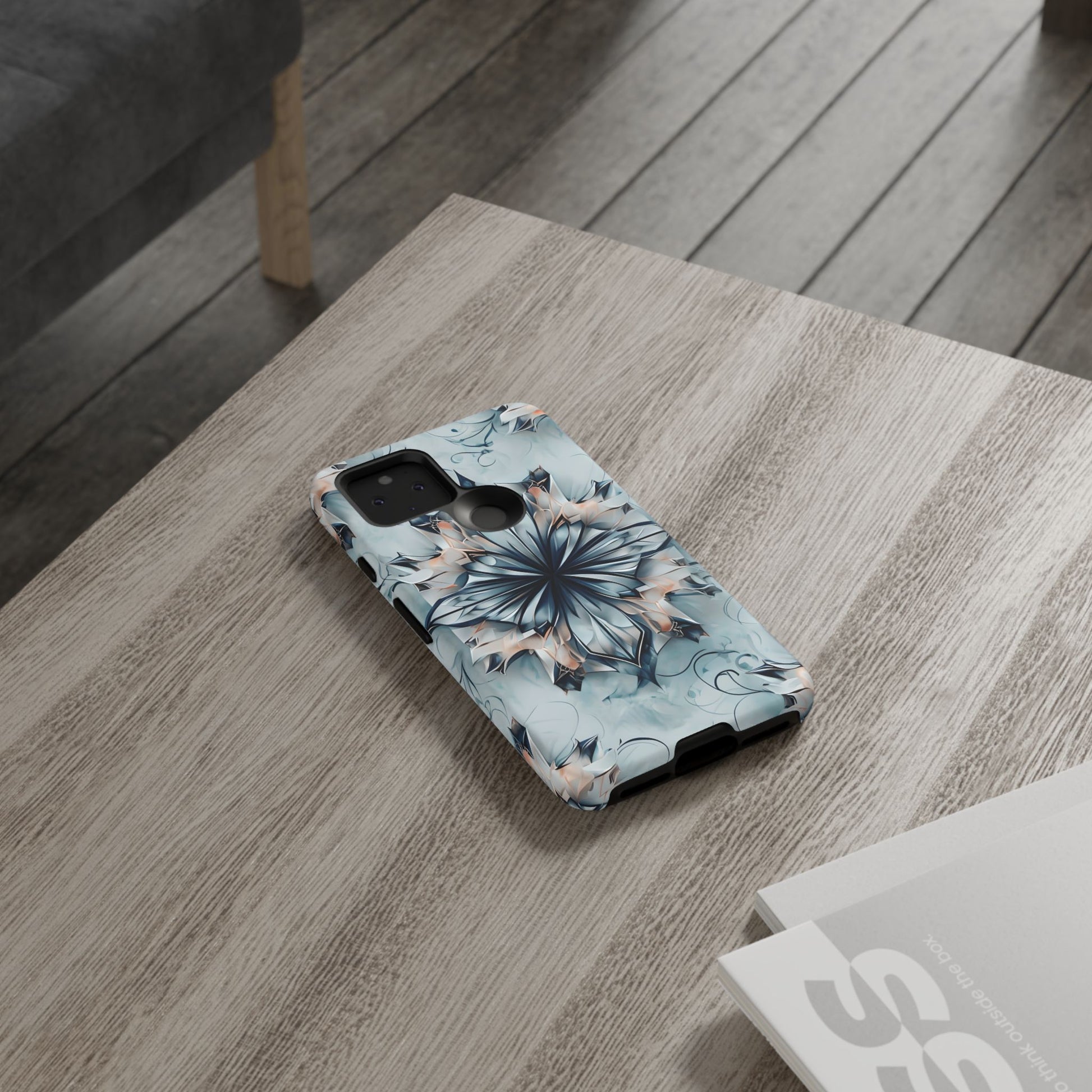 Indigo Mirage - Artistic Kaleidoscope Collection Artistic Floral - Google Pixel 5 5G Tough Phone Case - Bold Indigo Symmetrical Design