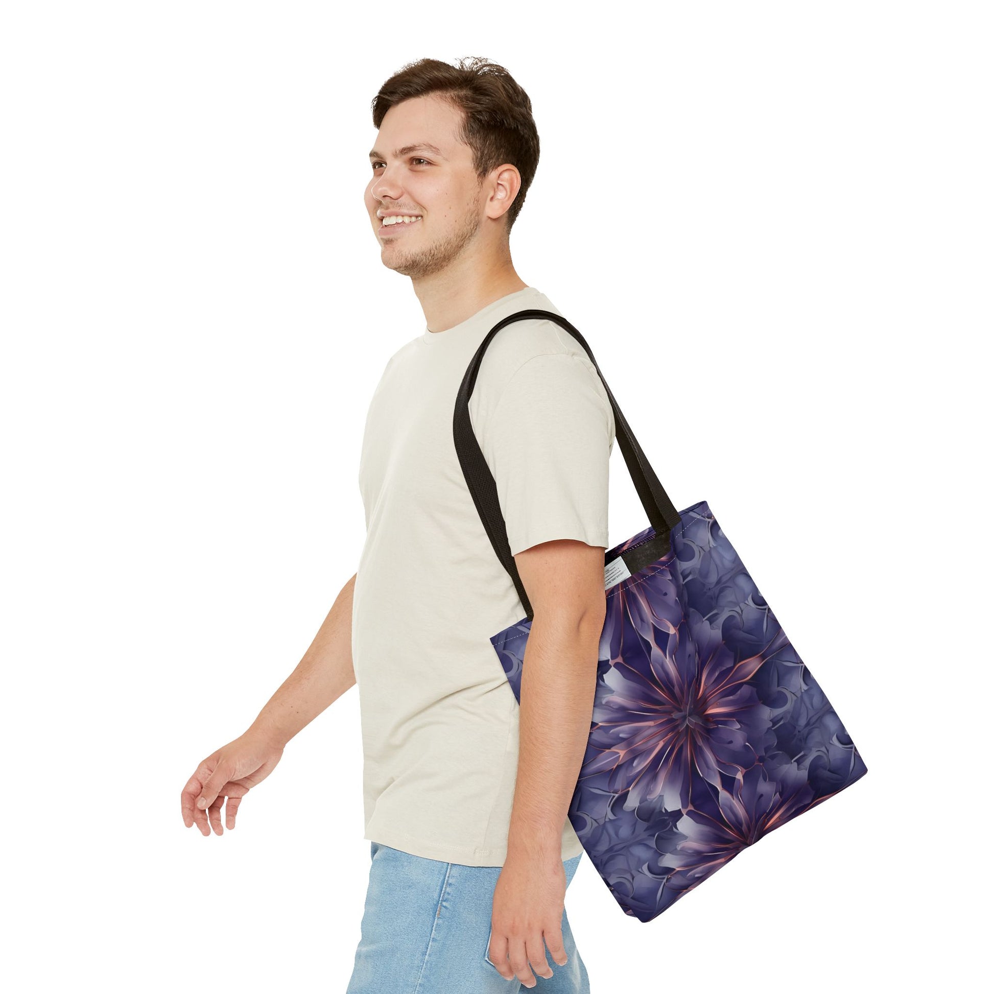 Twilight Tapestry Tote Bag (16x16, 18x18), Dreamy Sculpted Motif in Soft Beige, Flat Printed Canvas Reusable Nature-Inspired Canvas Bag