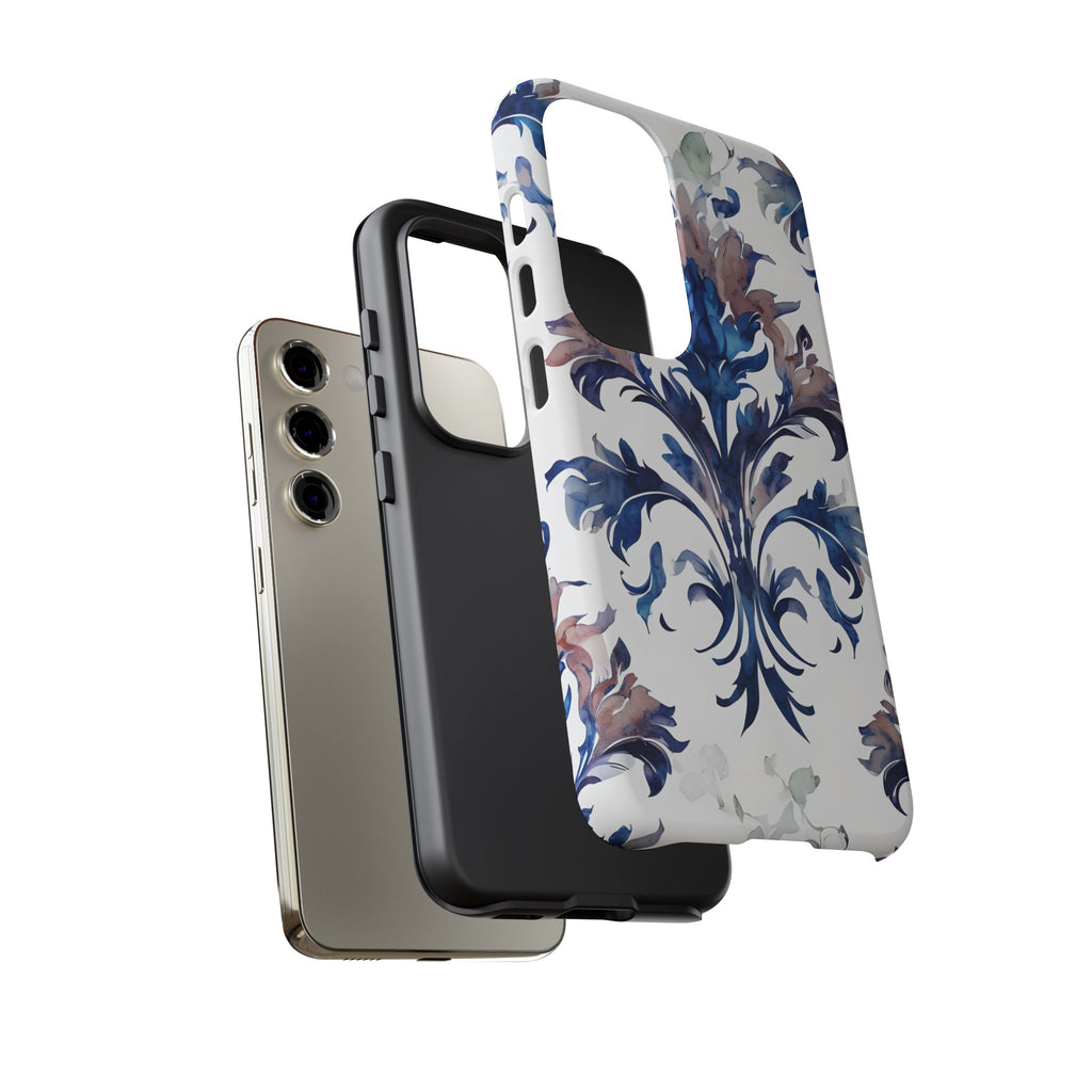 Delft Reverie - Elegant Blue & White Samsung S23 Tough Phone Case - Dutch Delftware-Inspired Floral Design