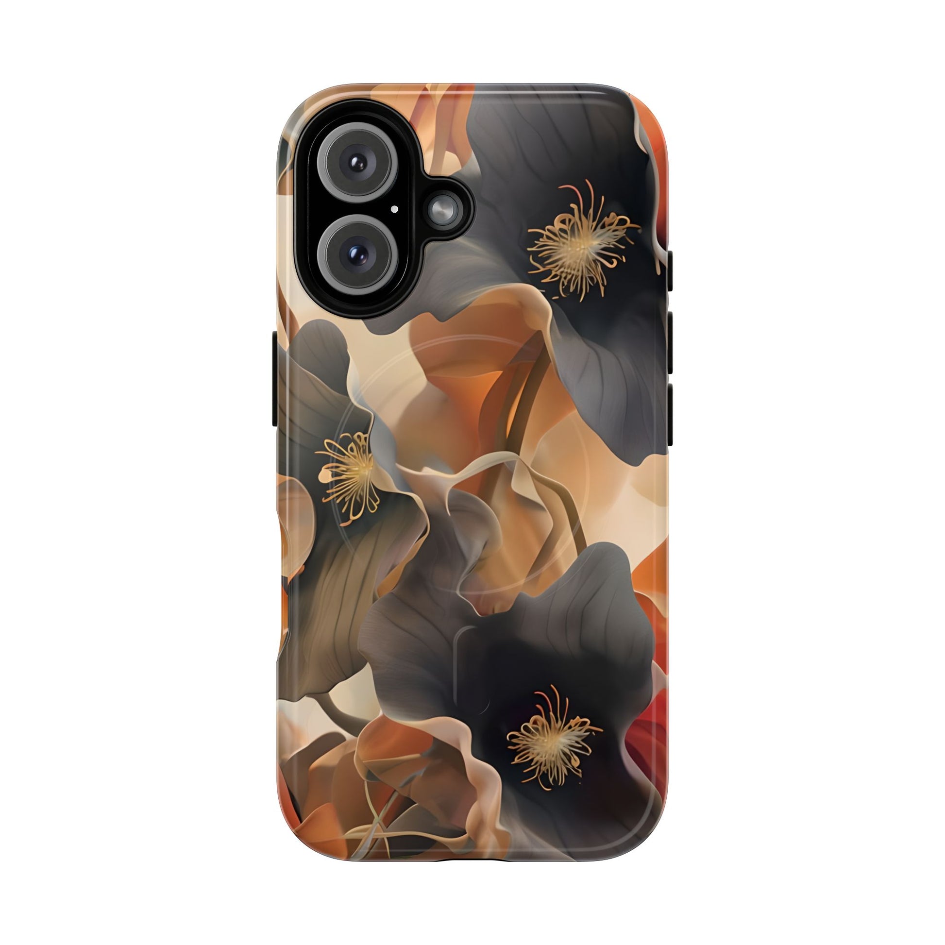 Autumn Ember - Moody Floral Art iPhone 16 MagSafe Phone Case -Warm Earthy Botanical Design