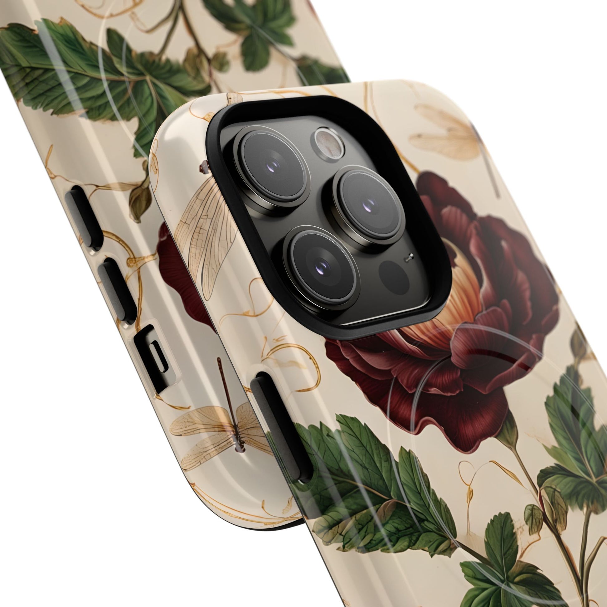 Vintage Burgundy Rose - Elegant Floral iPhone 14 Pro Phone Case - Classic Painterly Rose Design
