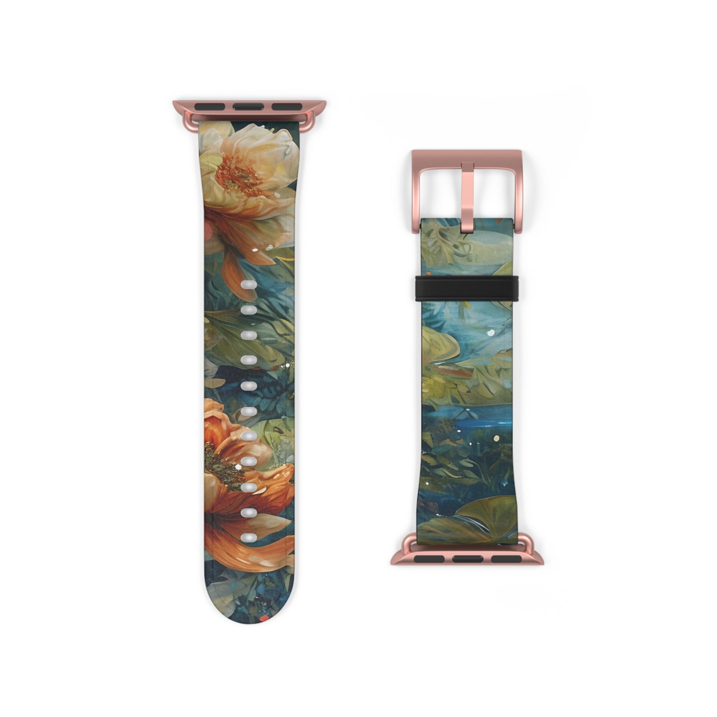 Waterlily Nocturne Apple Watch Band - Nature-Inspired Art Strap, Elegant Mountain Lake Design, Premium Gift for Outdoor Lovers