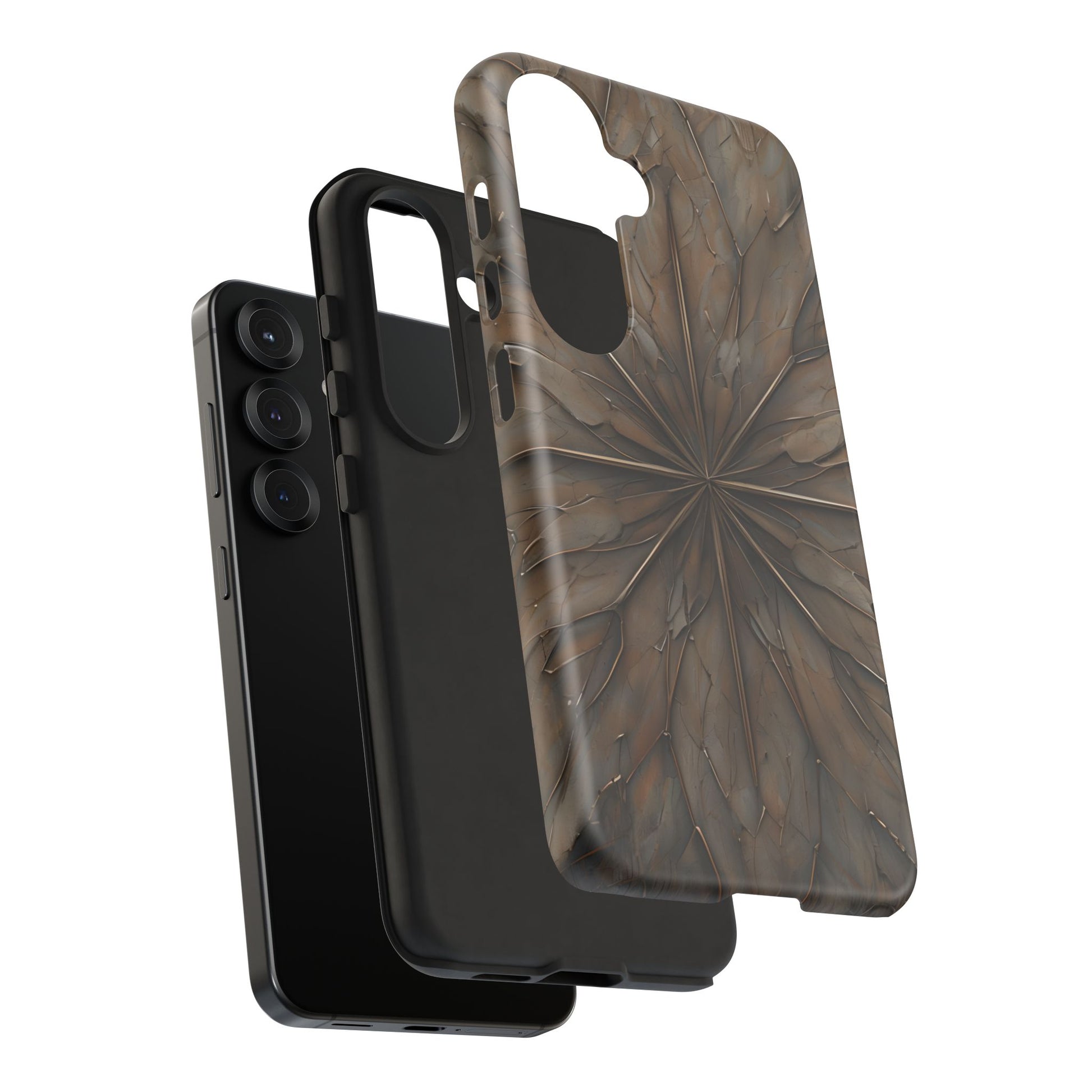 Earthstone Mandala - Kaleidoscope Collection Artistic Taupe Burst - Samsung Galaxy S25 Tough Phone Case