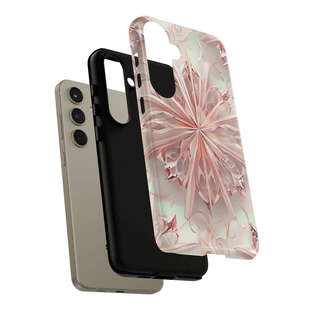 Blush Frost from our Kaleidoscope Collection - Samsung Galaxy S24 Plus tough case - Soft Pink Geometric Floral Design