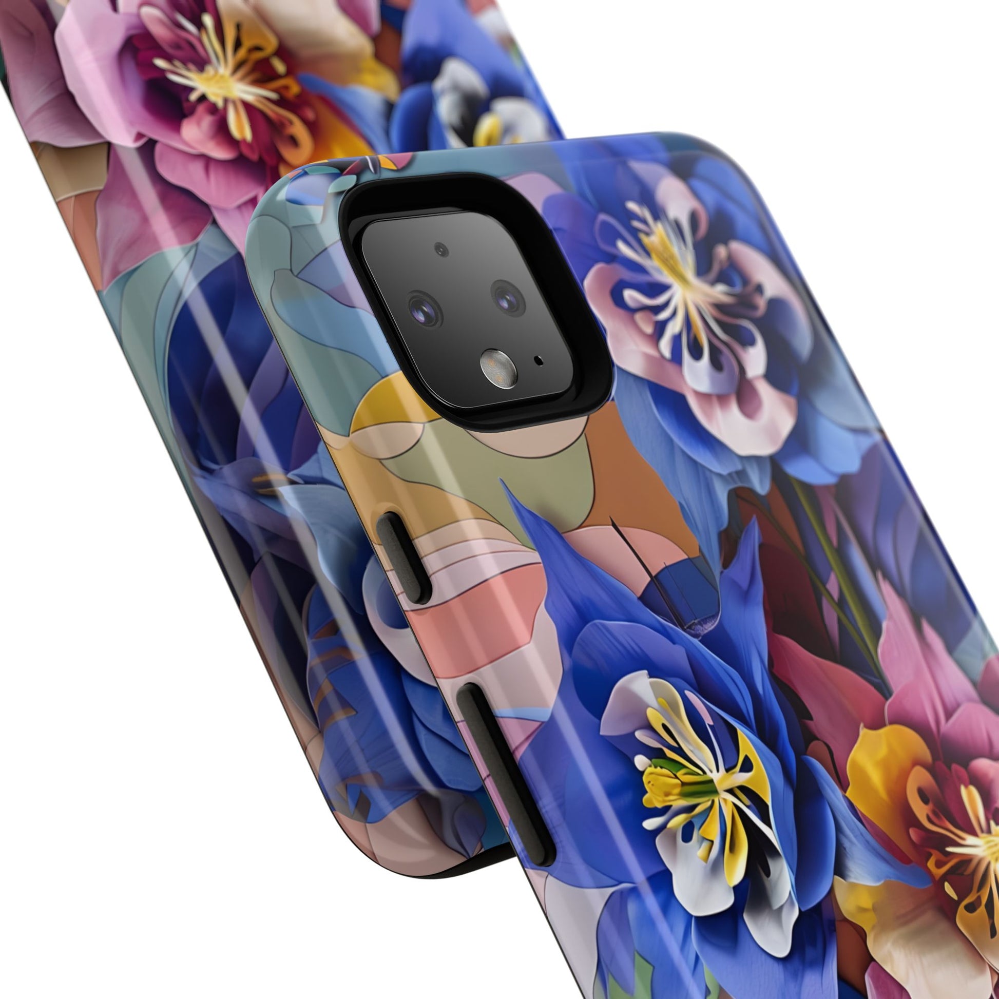 Blue Columbine Carnivale - Artistic Floral & Butterfly Google Pixel 4XL Tough Phone Case - Vibrant Botanical Design