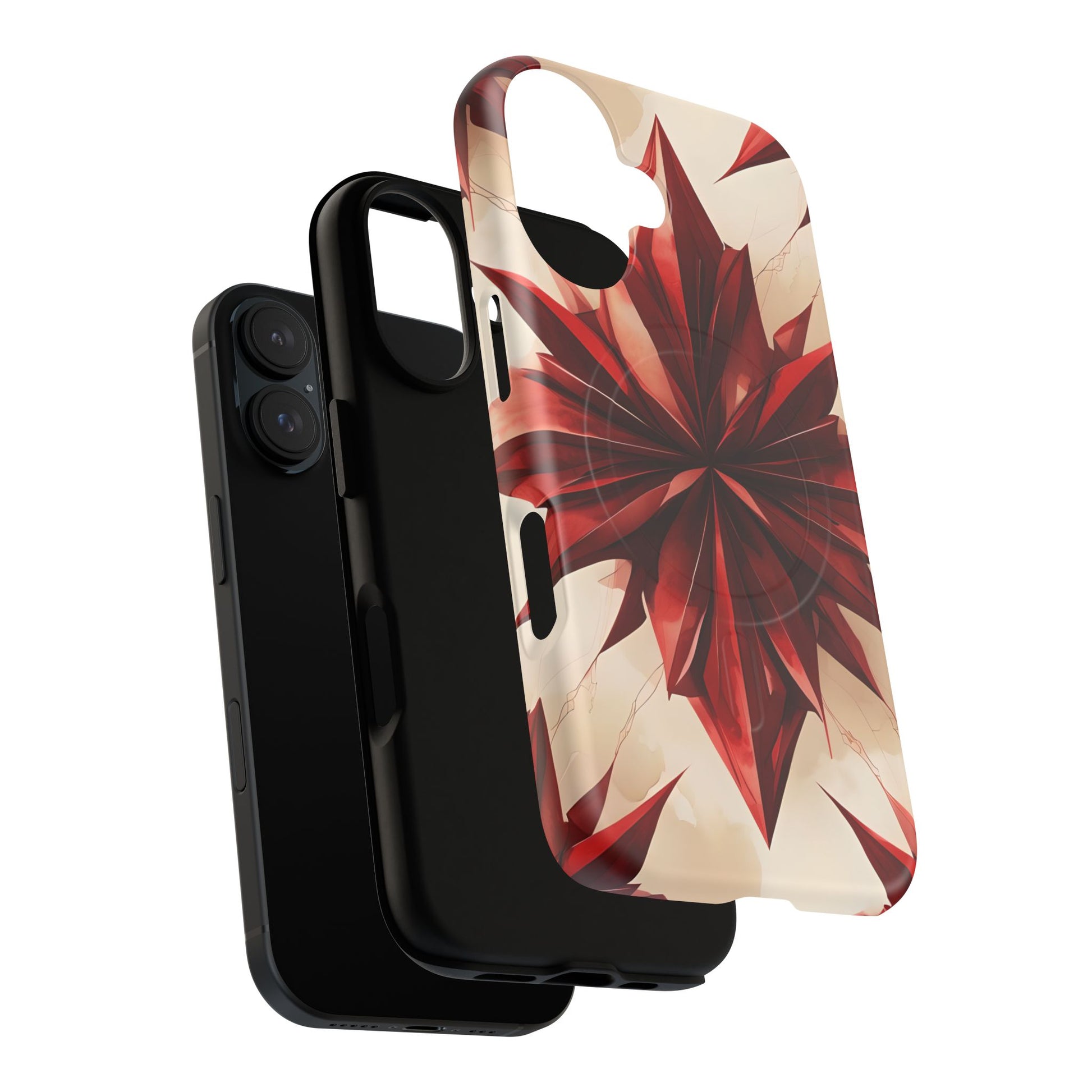 Ruby Compass iPhone 16 MagSafe Phone Case - Bold Red Modern Design