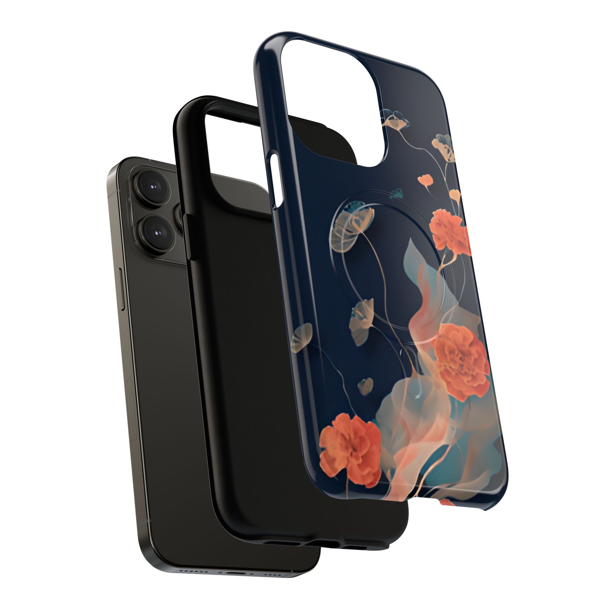 Lotus Reverie - Elegant Artistic Floral iPhone 14 Pro Max MagSafe Phone Case - Painterly Lotus Blossom Design
