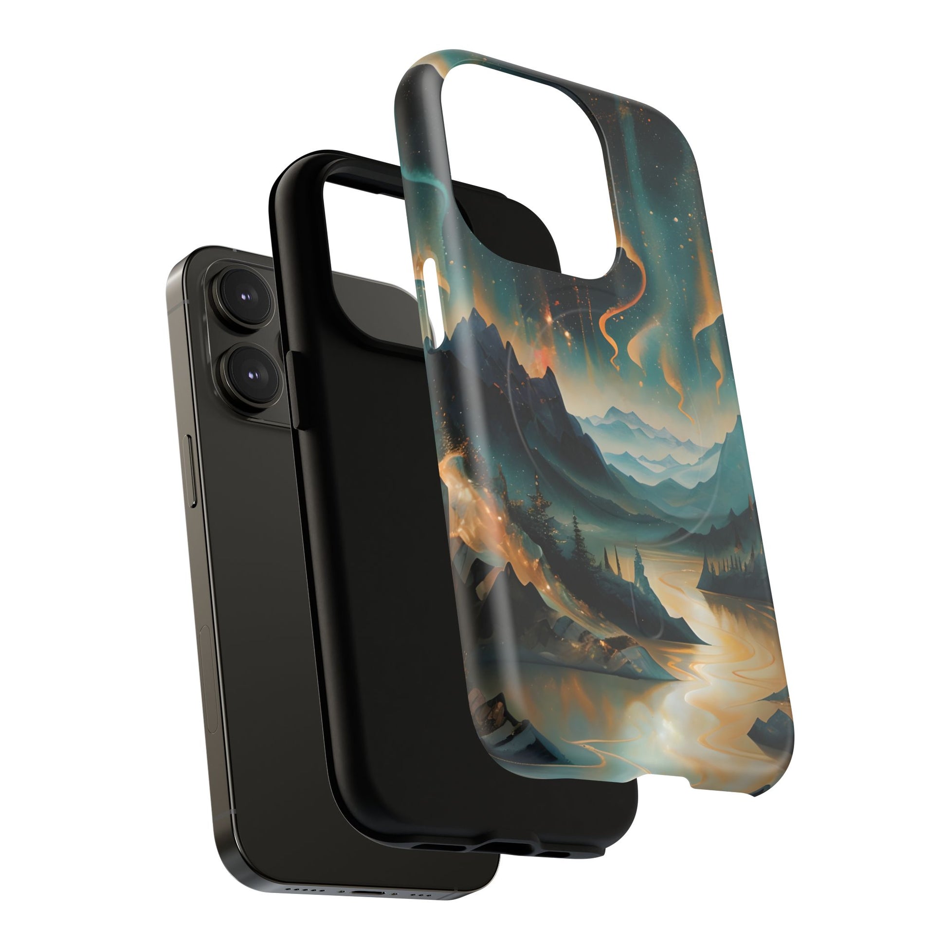 Aurora Dreamscape iPhone 14 Pro Case – Northern Lights Art, MagSafe Compatible, Tough Shockproof Cover
