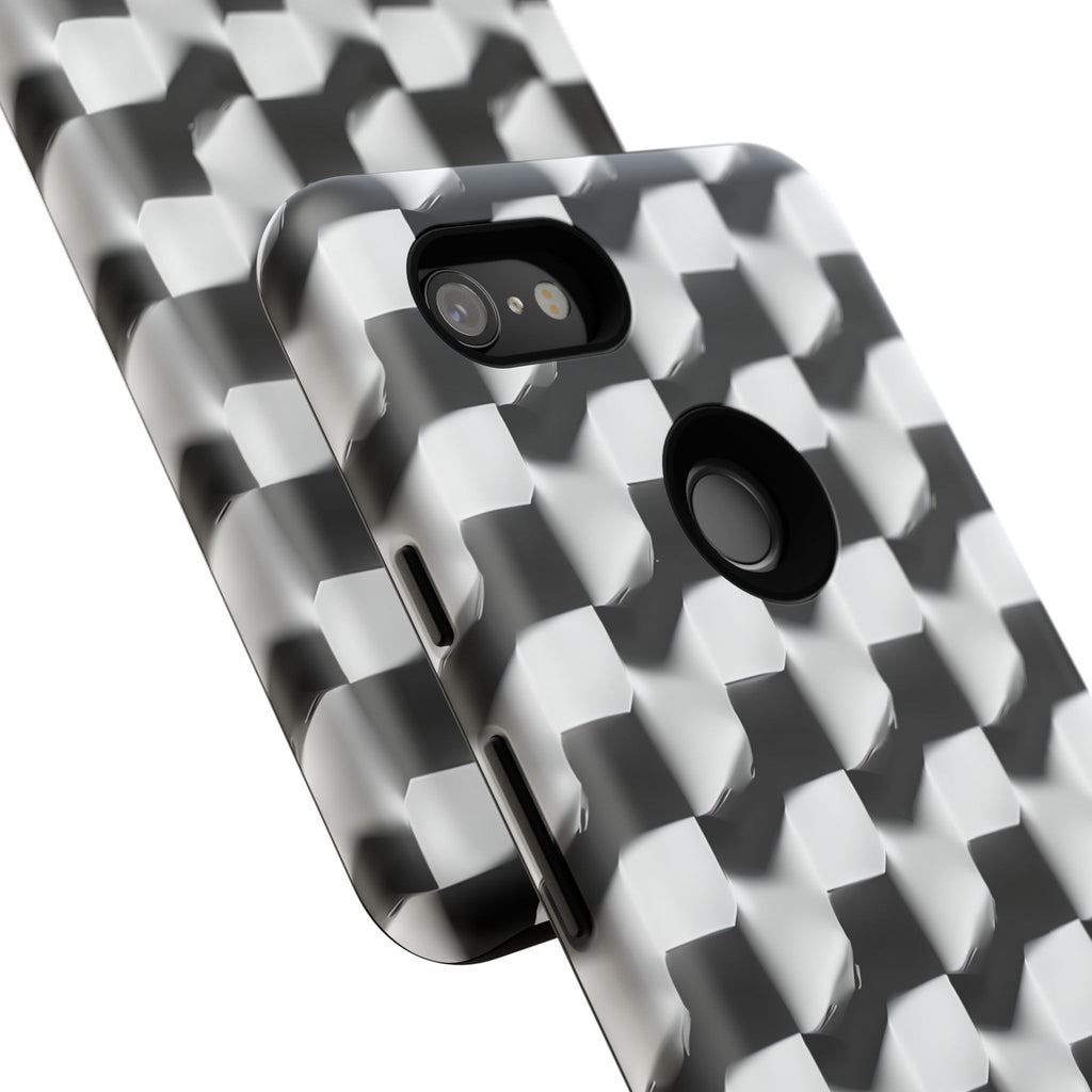 Monochrome Grid Tough Case for Google Pixel 3XL - Classic Checkerboard, Black & White, Minimalist Trend