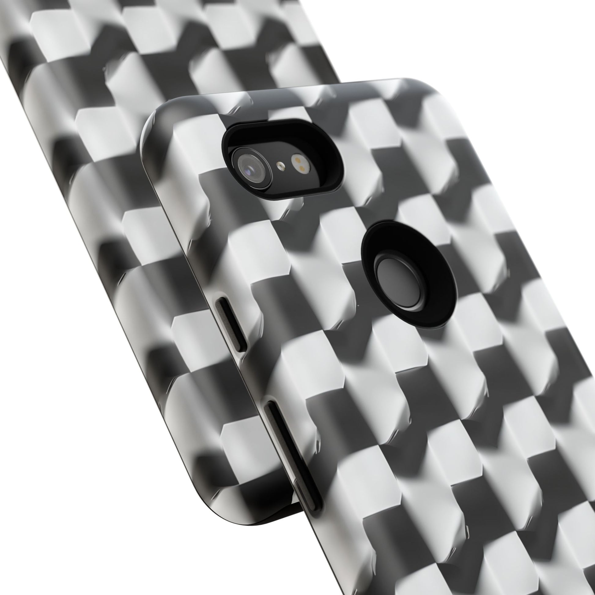 Monochrome Grid Tough Case for Google Pixel 3XL - Classic Checkerboard, Black & White, Minimalist Trend