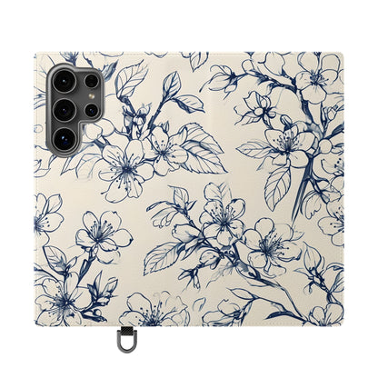 Blossom Sketch - Minimalist Floral Flip Phone Case for Samsung Galaxy