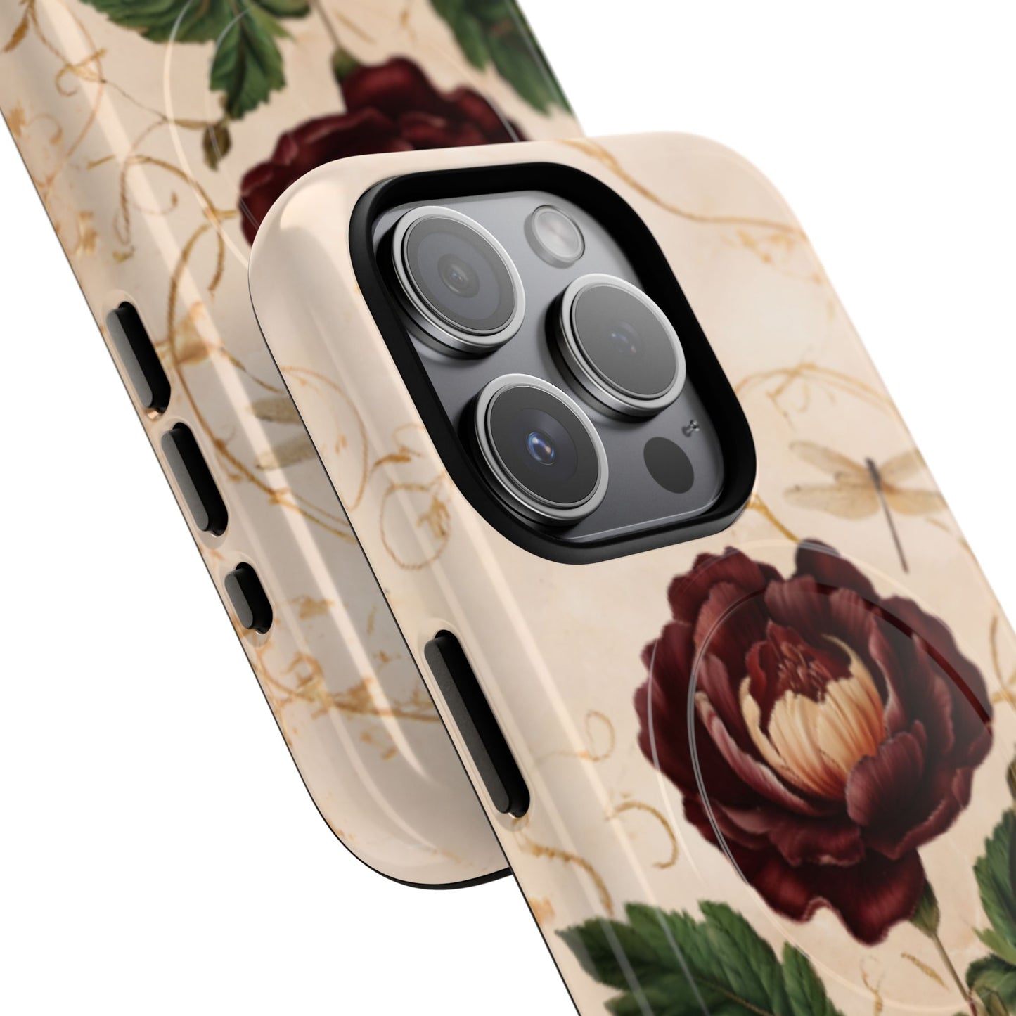 Vintage Burgundy Rose iPhone MagSafe Case