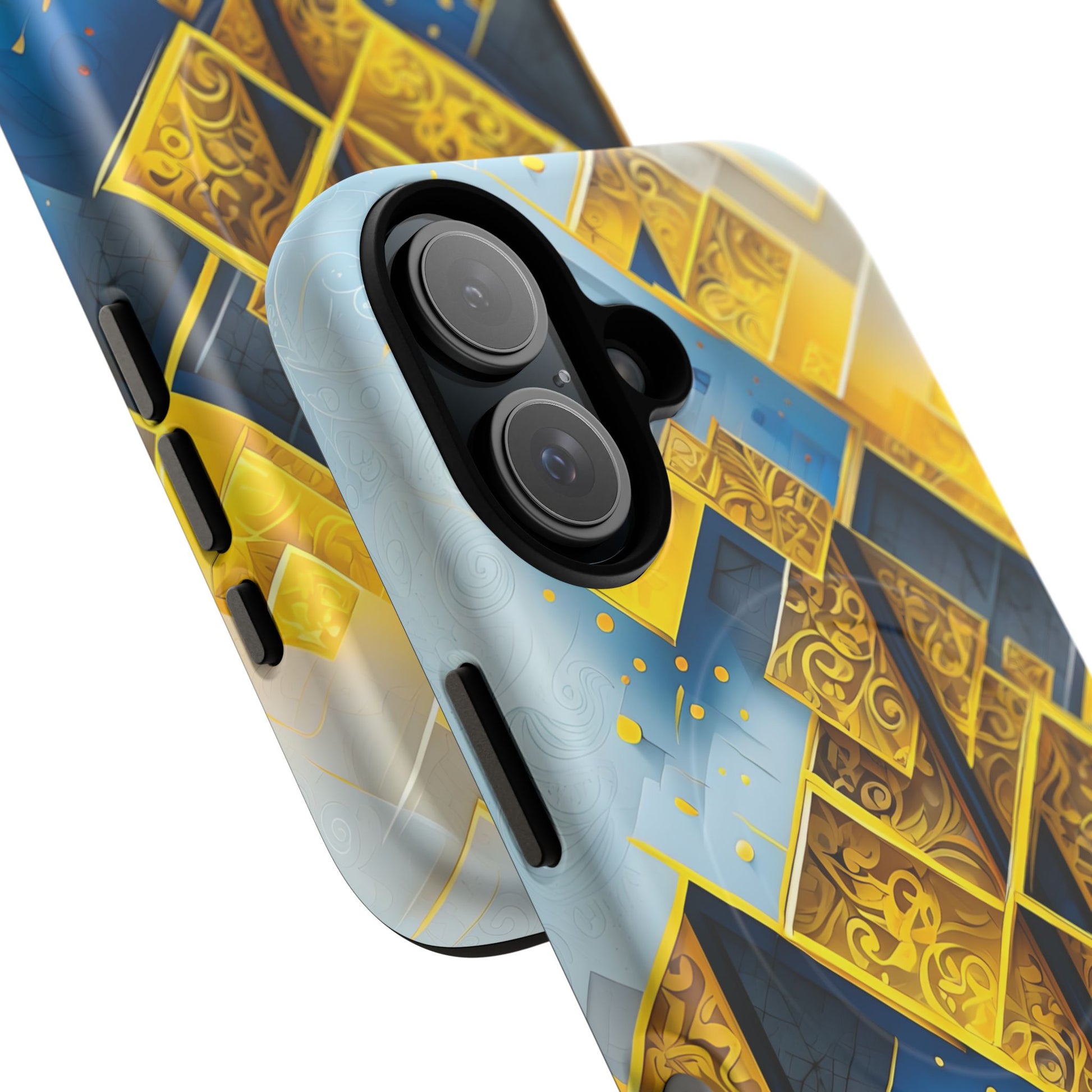 Golden Ascent Luxe Geometric iPhone 16 - MagSafe Compatible - Elegant Abstract Gold Design