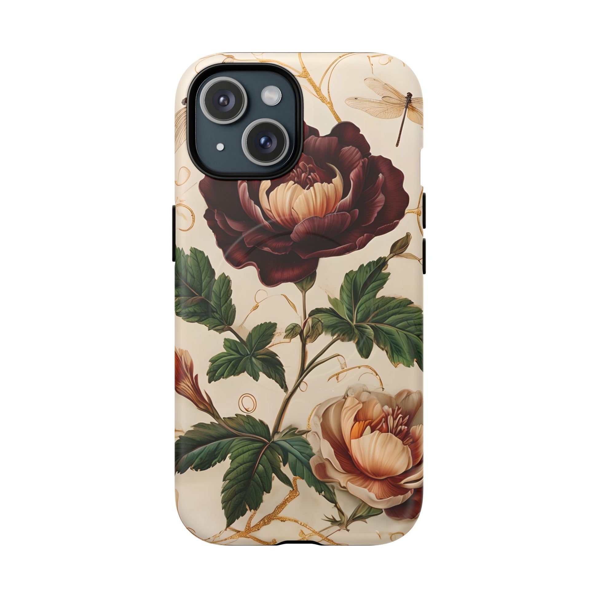 Vintage Burgundy Rose - Elegant Floral iPhone 15 Phone Case - Classic Painterly Rose Design