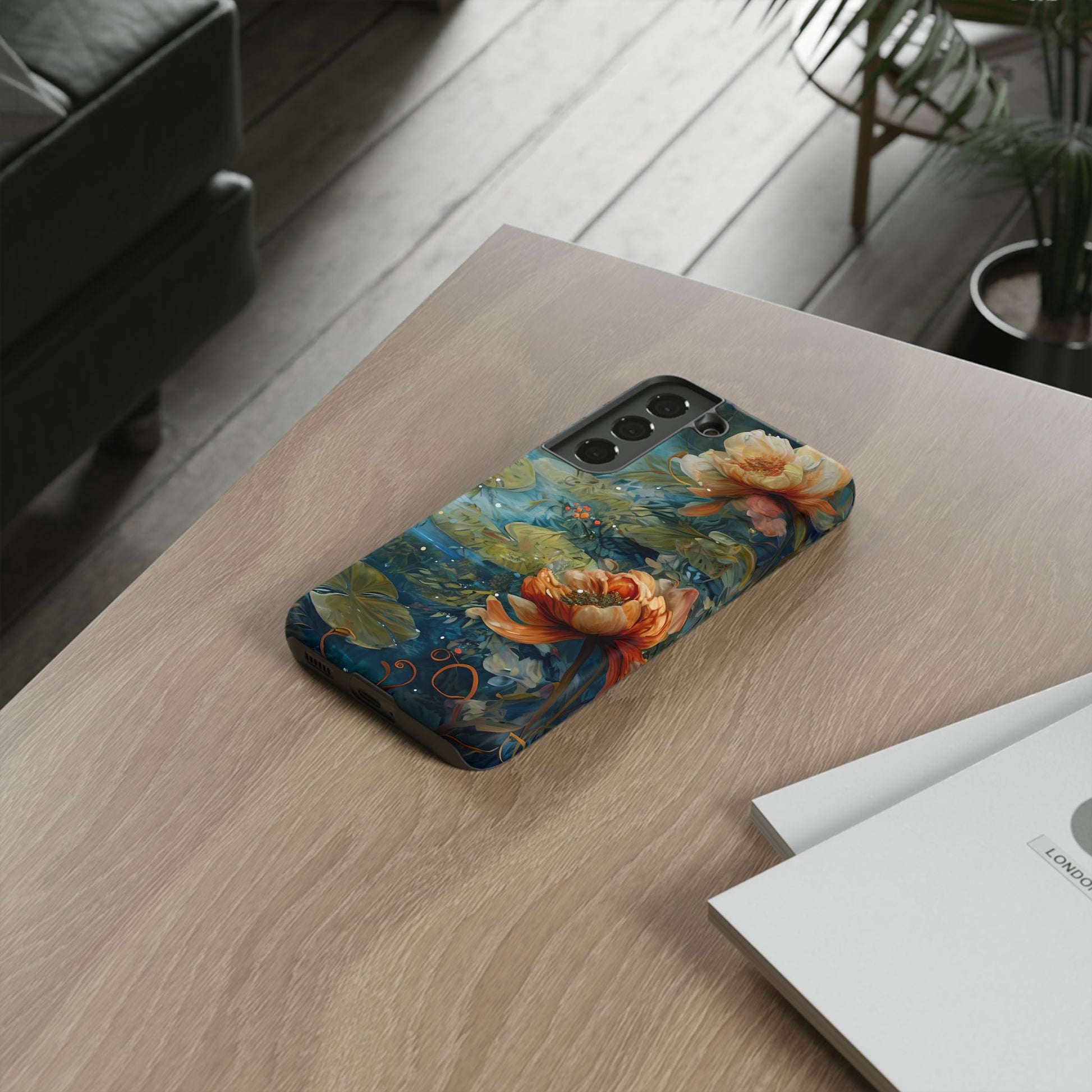 Waterlily Nocturne Samsung Galaxy S22 Case - Artistic Mountain Lake Design, Nature-Inspired Protective Cover, Elegant Gift for Outdoor Lovers