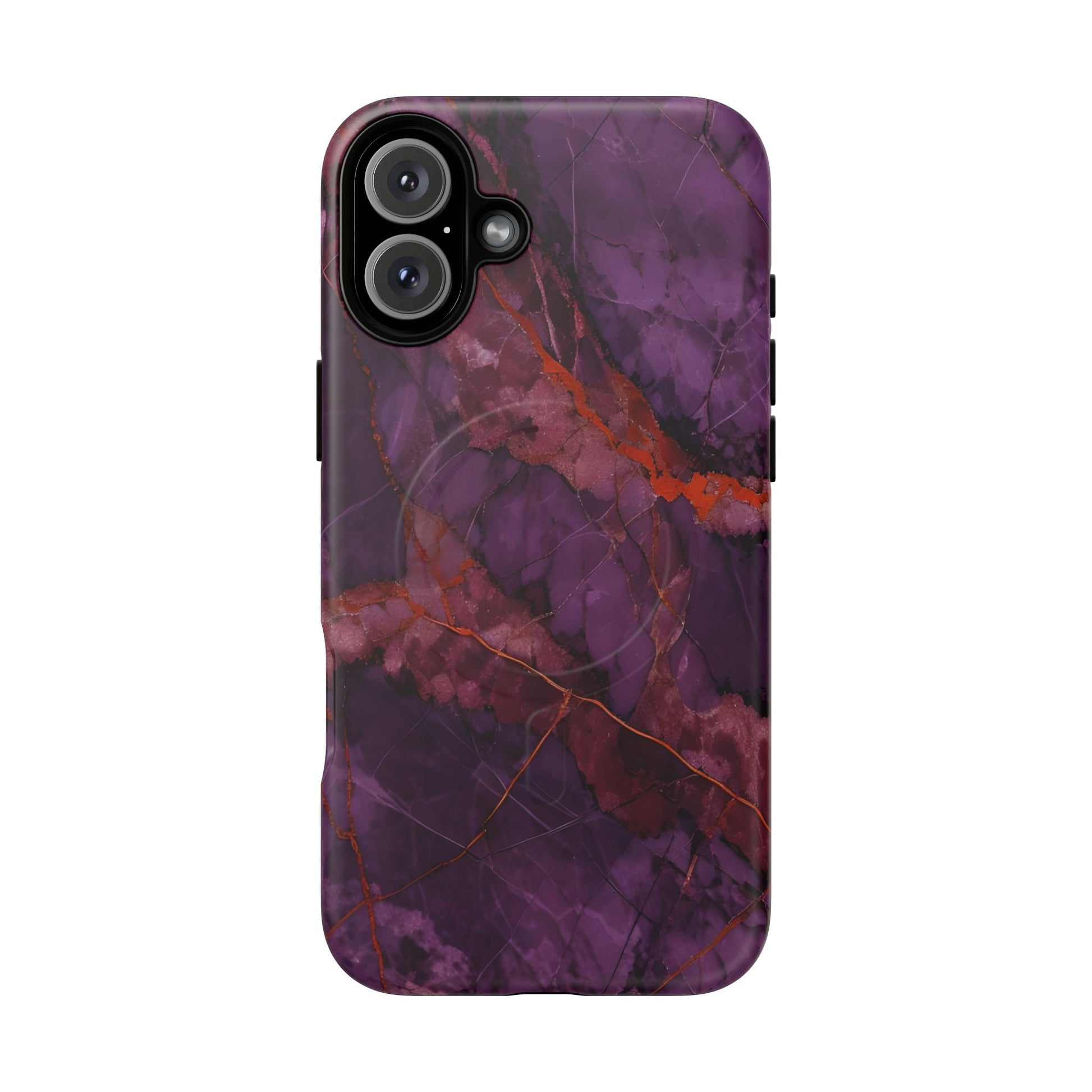 Amethyst Current - Kaleidoscope Collection Artistic Floral Burst - iPhone 16 Plus MagSafe Phone Case - Bold Purple Symmetrical Design