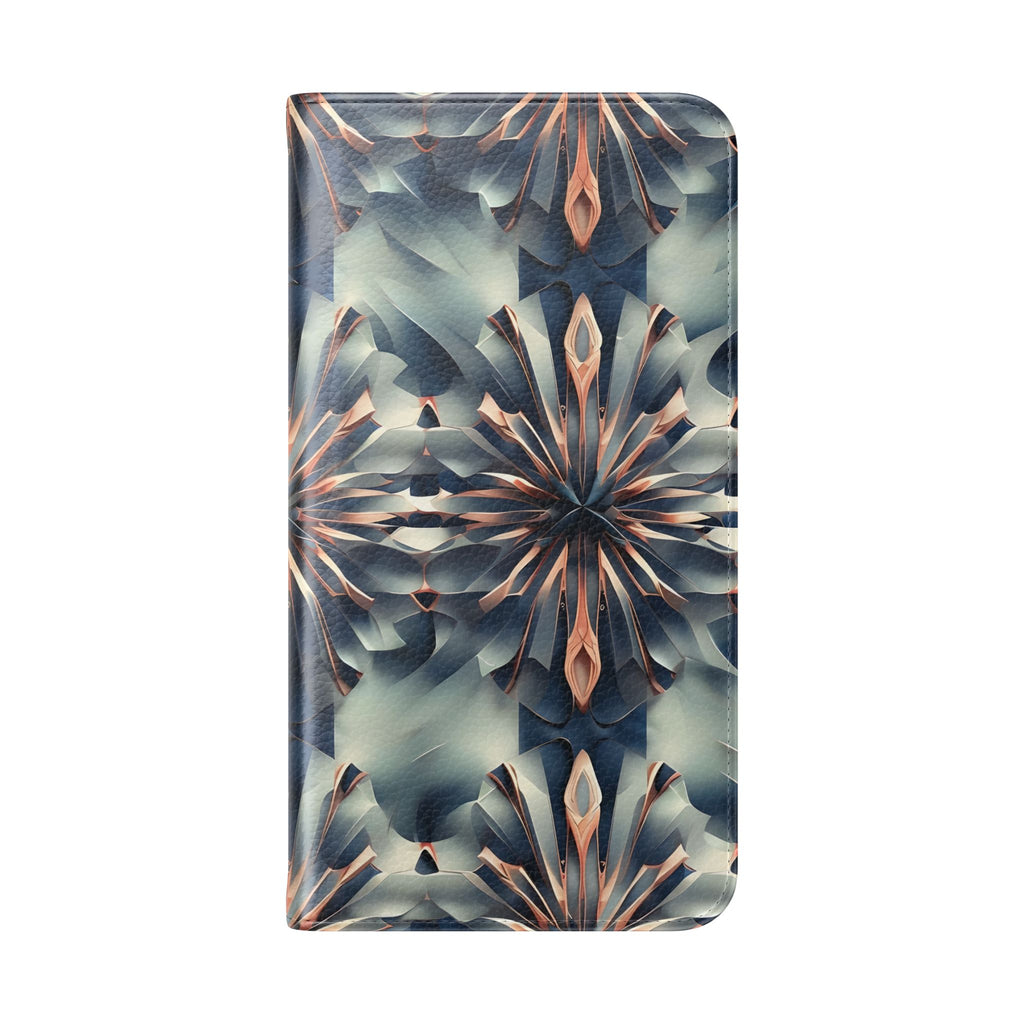 Obsidian Kaleidoscope Samsung Galaxy S23 Plus Wallet Case - Elegant Abstract Flip Cover with Card Slots