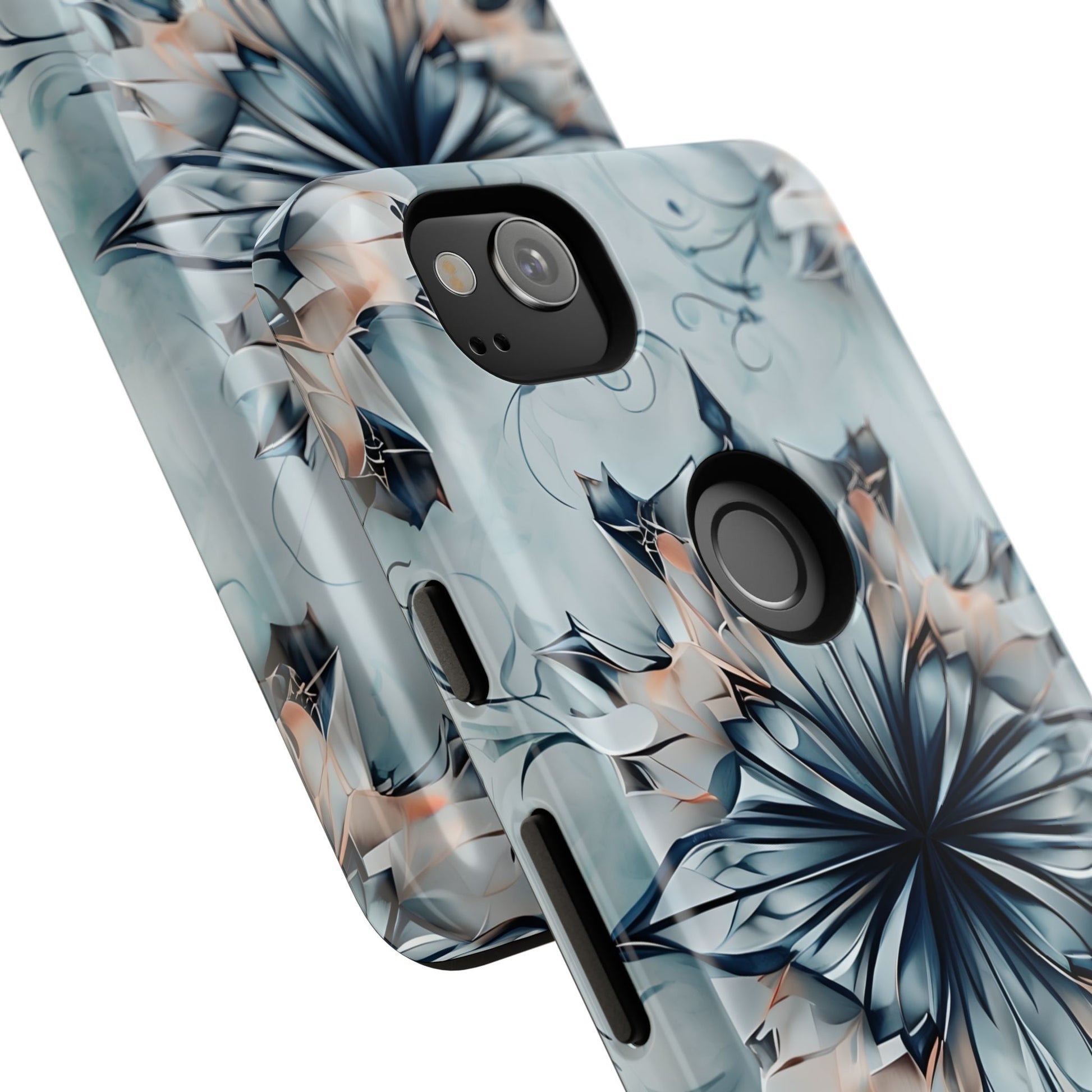 Indigo Mirage - Artistic Kaleidoscope Collection Artistic Floral - Google Pixel 2 Tough Phone Case - Bold Indigo Symmetrical Design